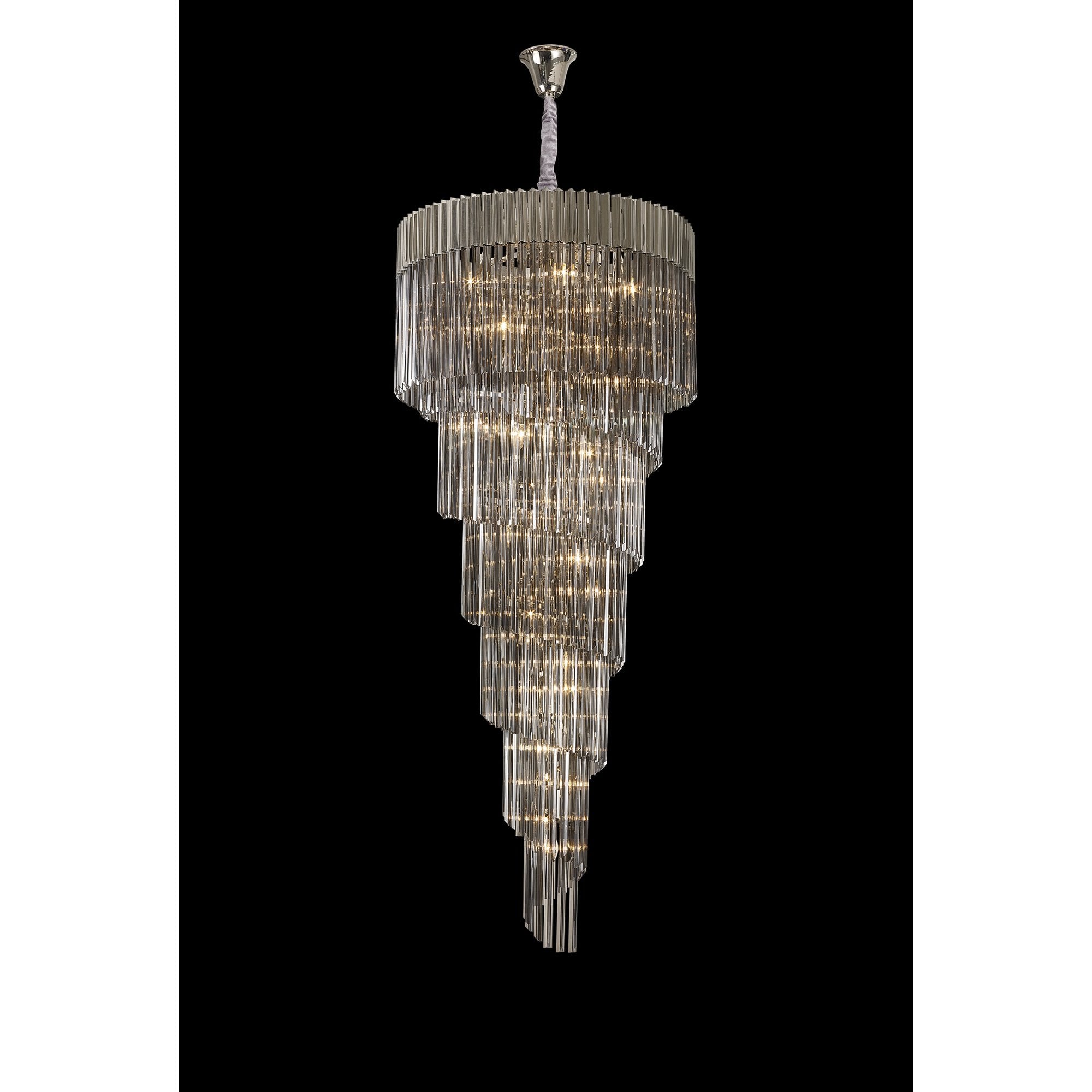 Fabula Cedar 31 Light Pendant - Polished Nickel & Smoke Sculpted Glass