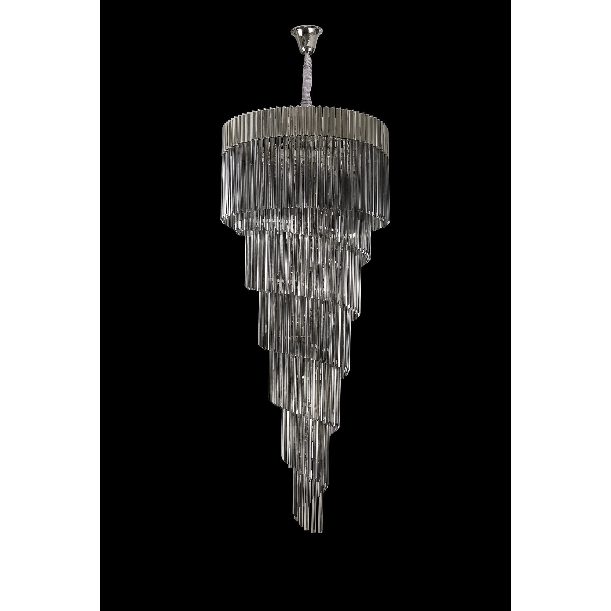 Fabula Cedar 31 Light Pendant - Polished Nickel & Smoke Sculpted Glass