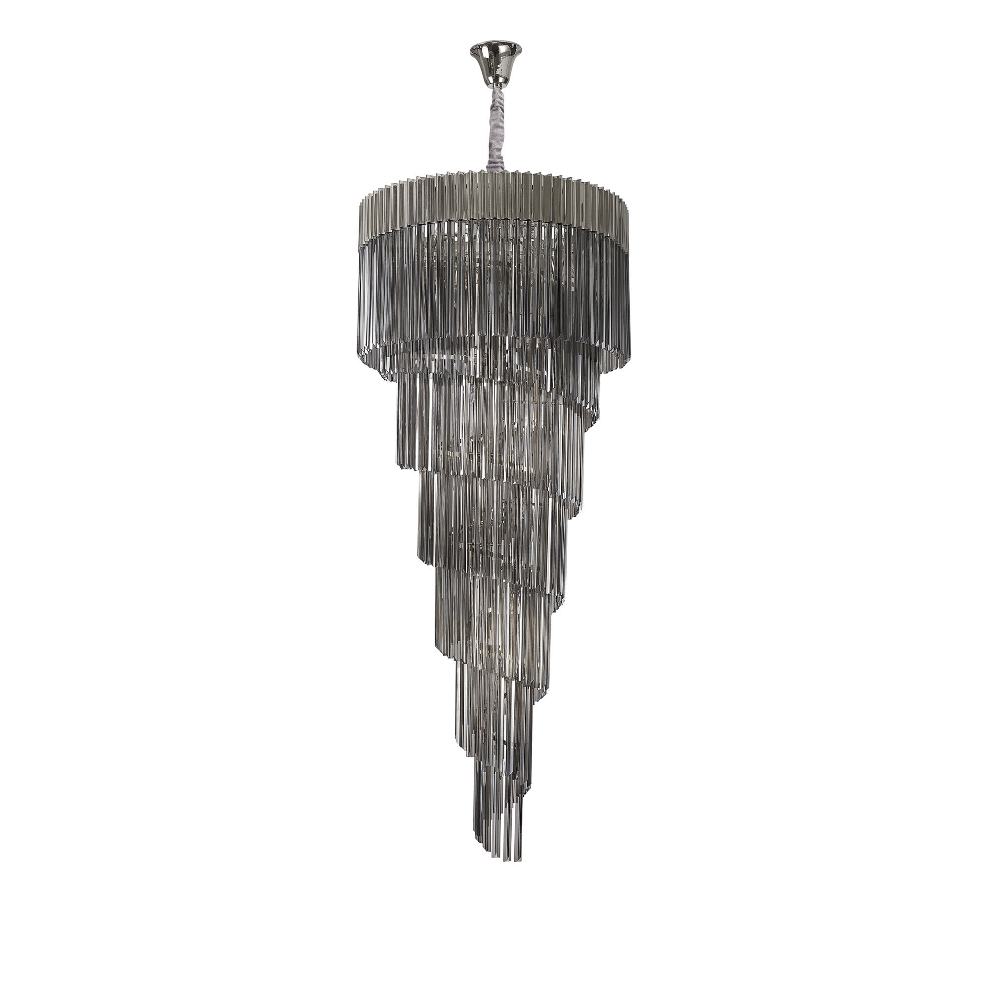 Fabula Cedar 31 Light Pendant - Polished Nickel & Smoke Sculpted Glass