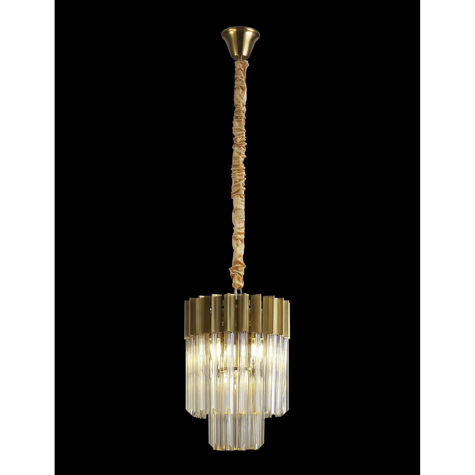 Fabula Cedar 4 Light Pendant - Brass & Cognac Sculpted Glass