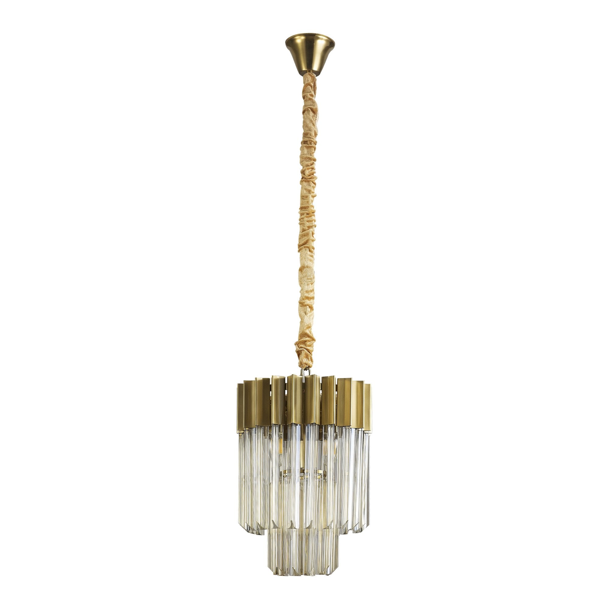 Fabula Cedar 4 Light Pendant - Brass & Cognac Sculpted Glass