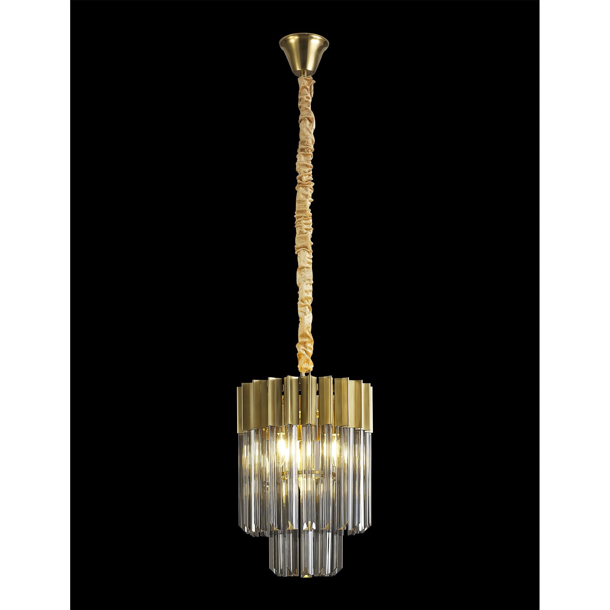 Fabula Cedar 4 Light Pendant - Brass & Smoke Sculpted Glass