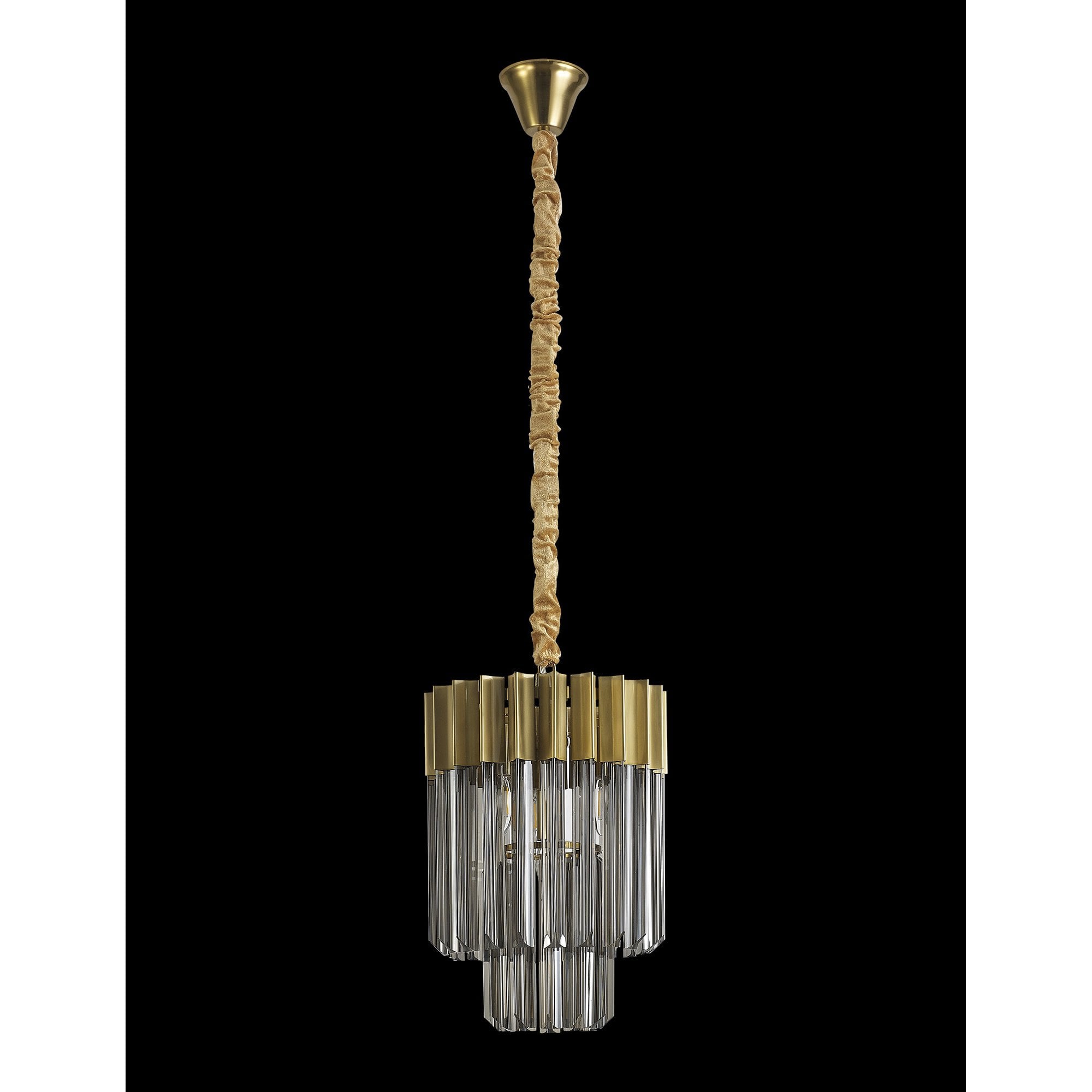 Fabula Cedar 4 Light Pendant - Brass & Smoke Sculpted Glass