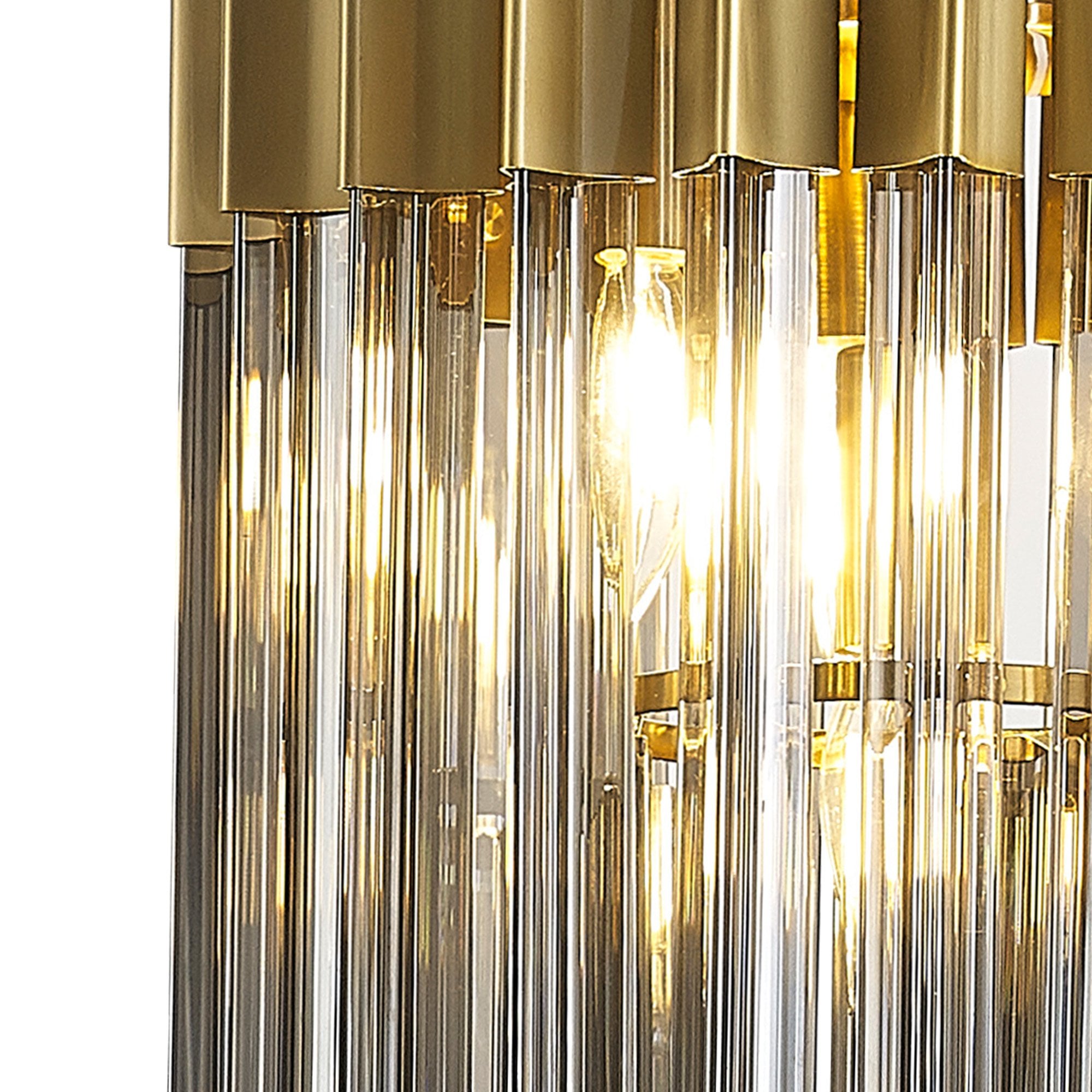 Fabula Cedar 4 Light Pendant - Brass & Smoke Sculpted Glass