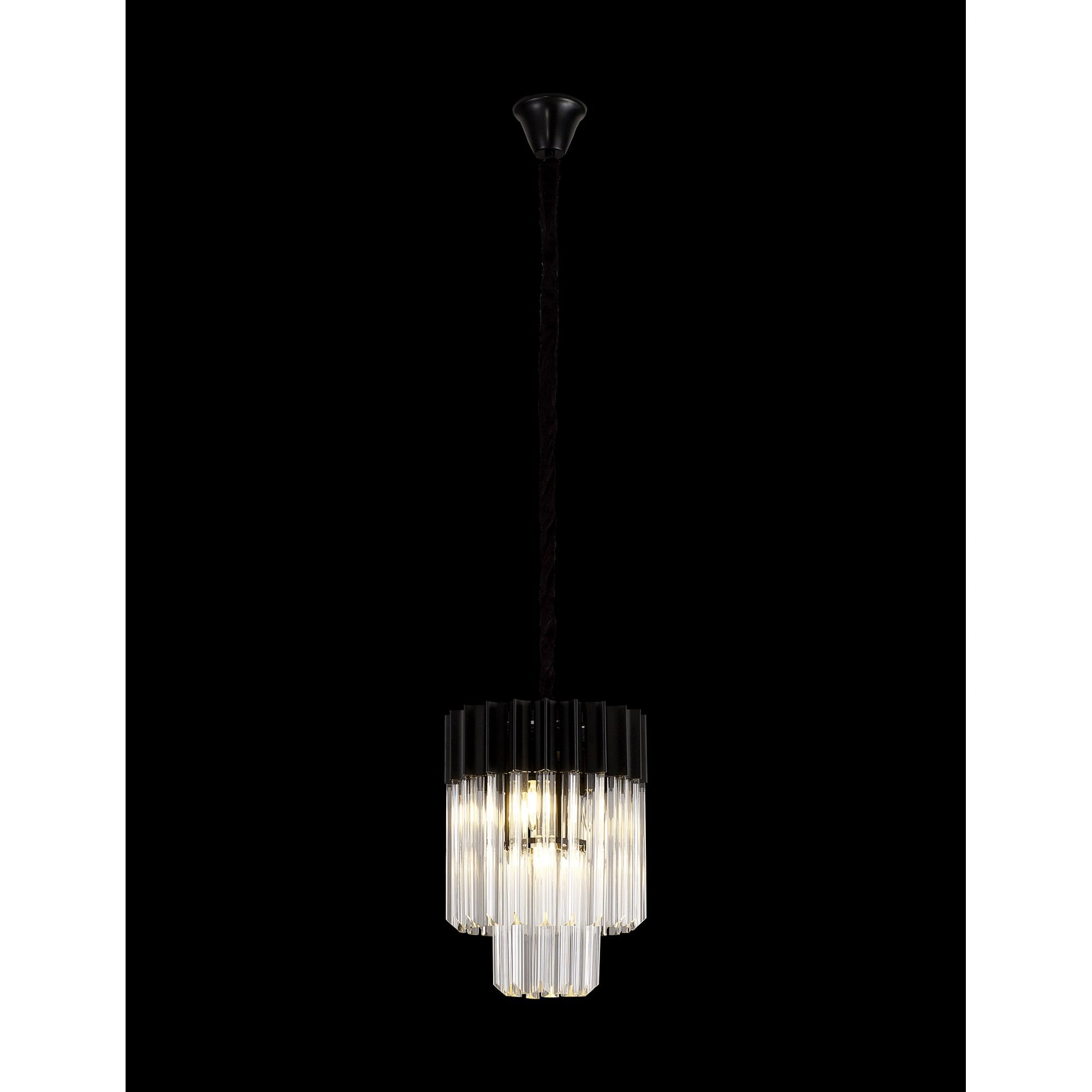 Fabula Cedar 4 Light Pendant - Matt Black & Clear Sculpted Glass