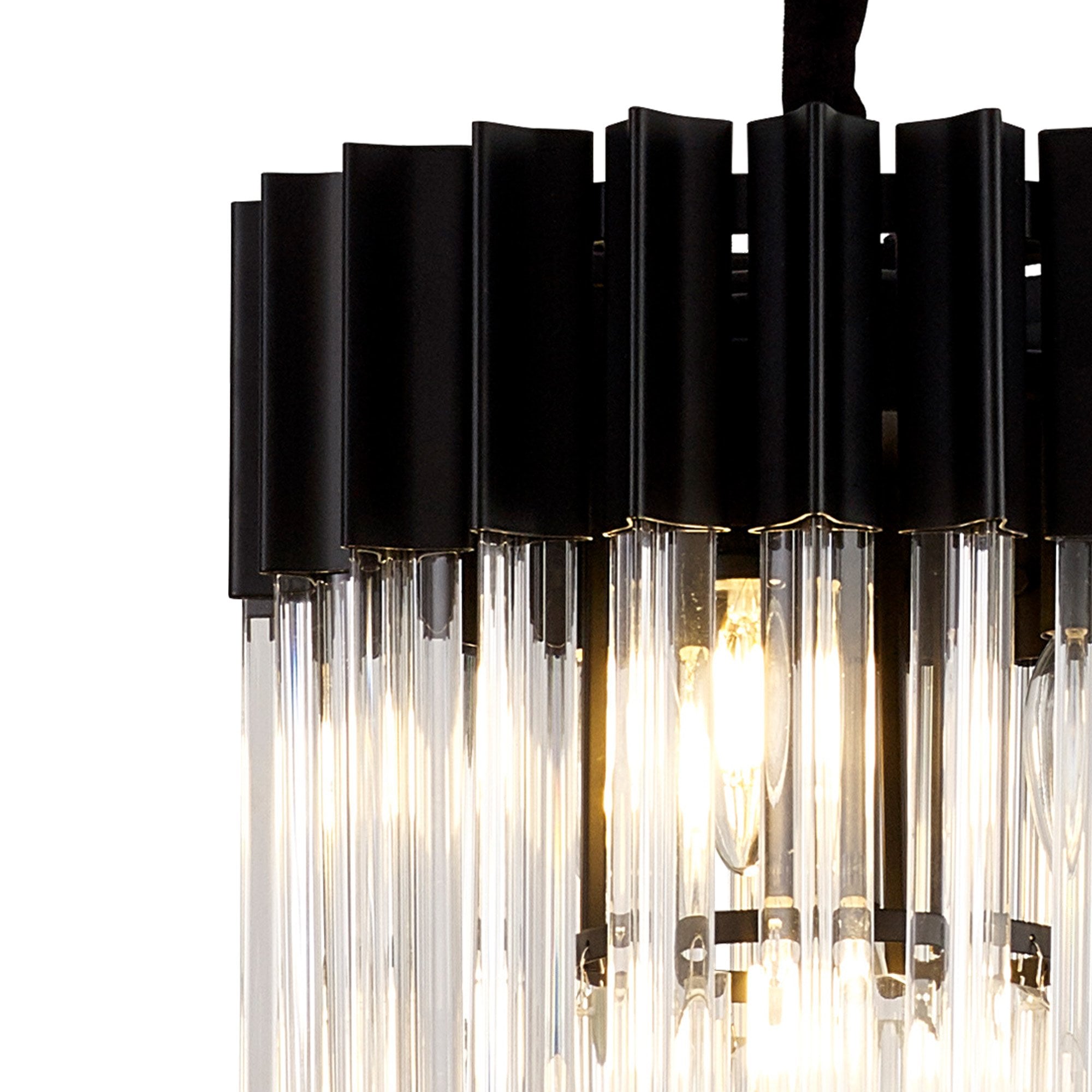 Fabula Cedar 4 Light Pendant - Matt Black & Clear Sculpted Glass
