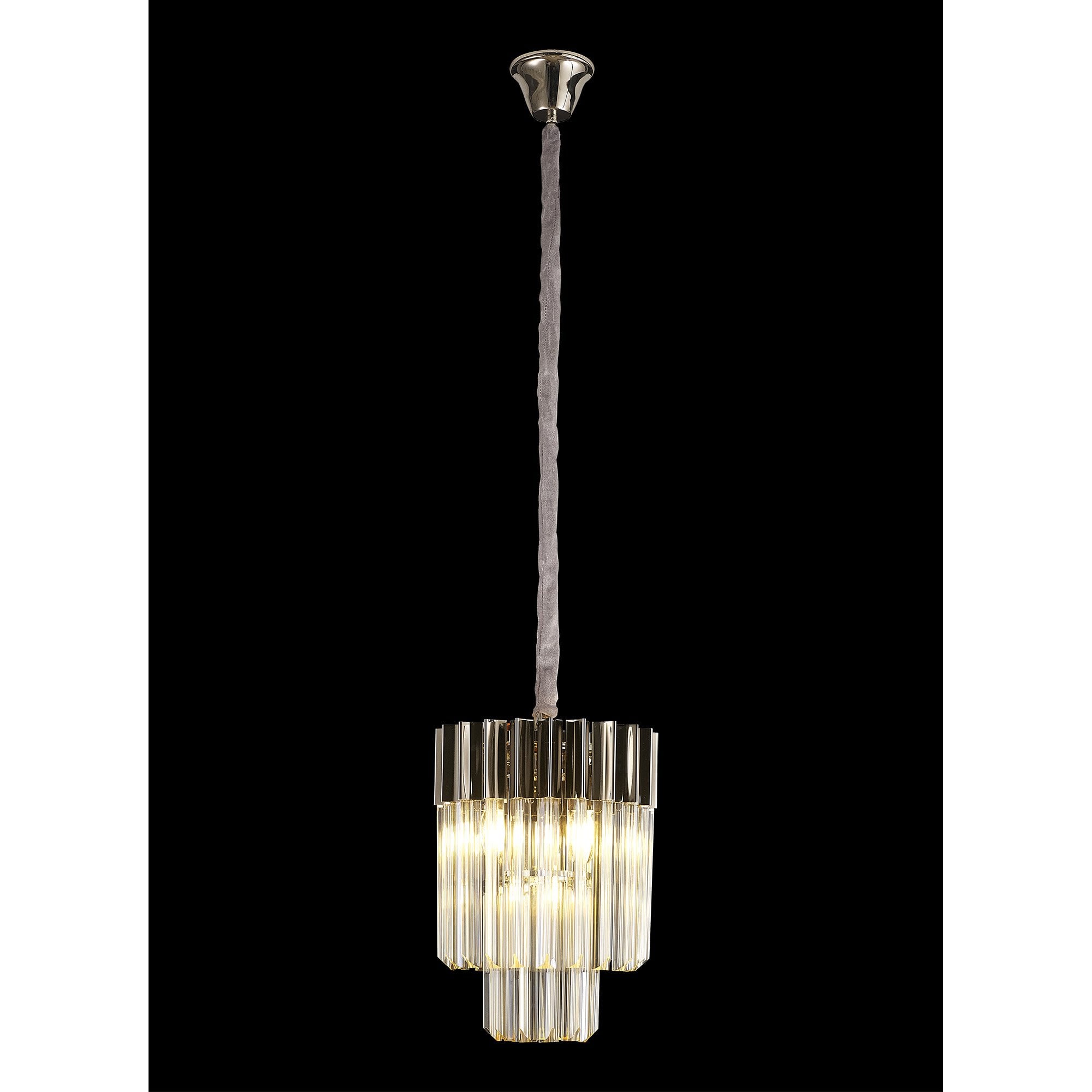 Fabula Cedar 4 Light Pendant - Polished Nickel & Cognac Sculpted Glass
