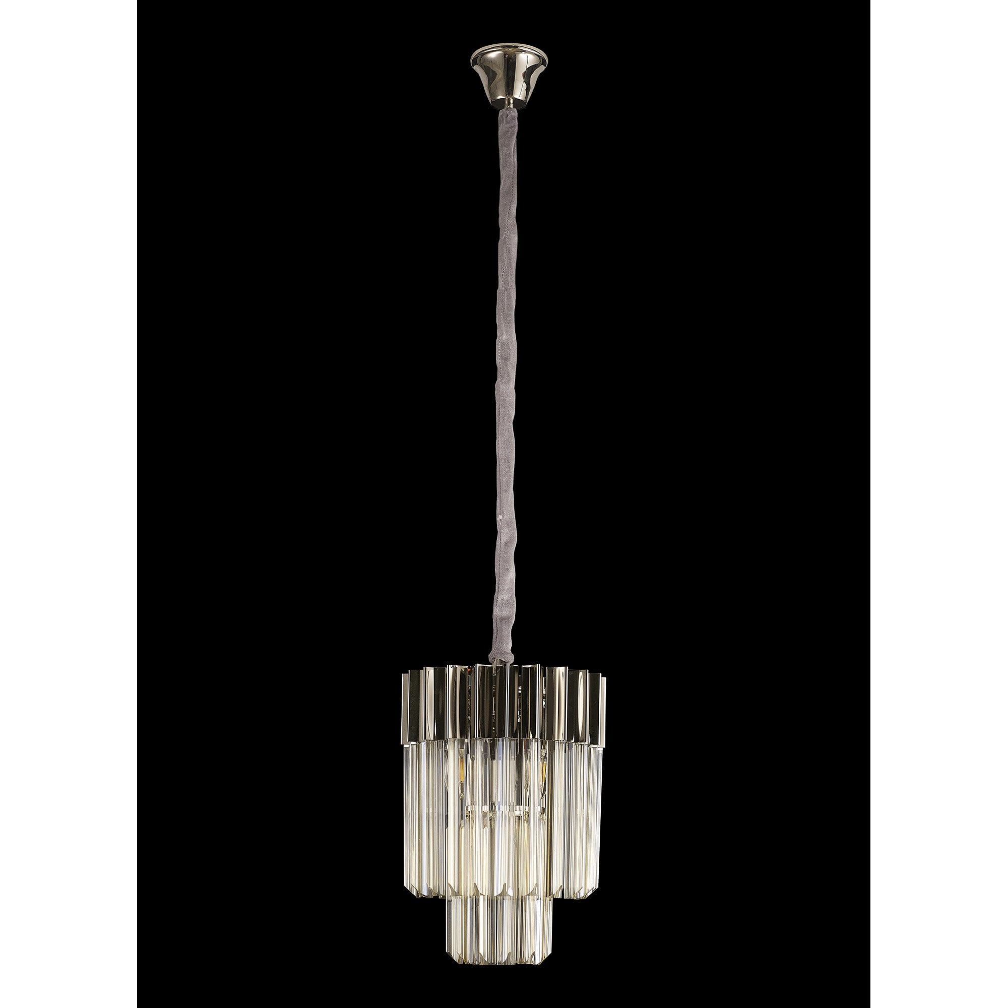 Fabula Cedar 4 Light Pendant - Polished Nickel & Cognac Sculpted Glass