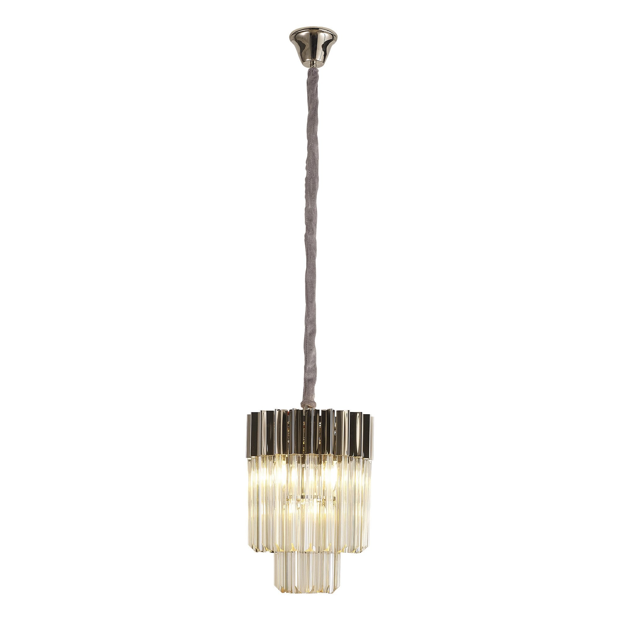 Fabula Cedar 4 Light Pendant - Polished Nickel & Cognac Sculpted Glass