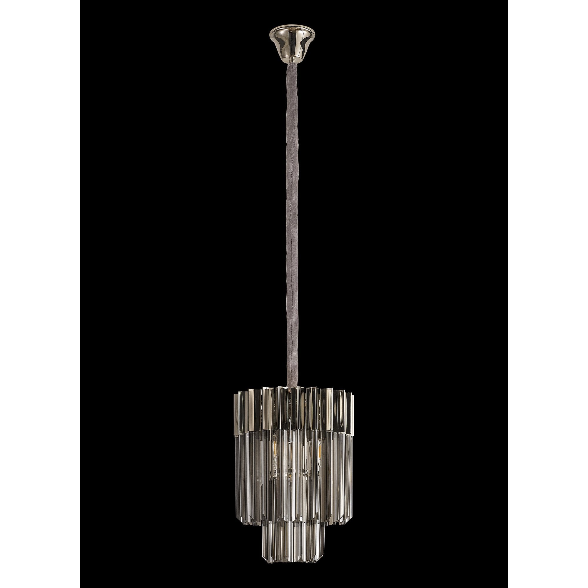 Fabula Cedar 4 Light Pendant - Polished Nickel & Smoke Sculpted Glass
