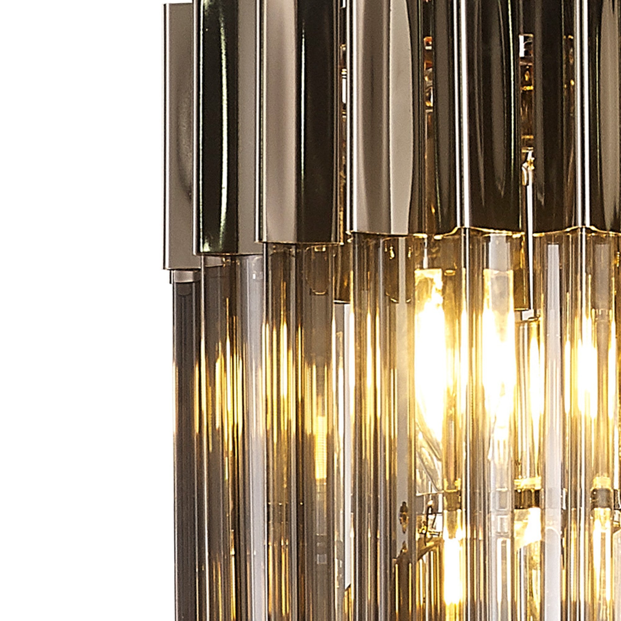 Fabula Cedar 4 Light Pendant - Polished Nickel & Smoke Sculpted Glass