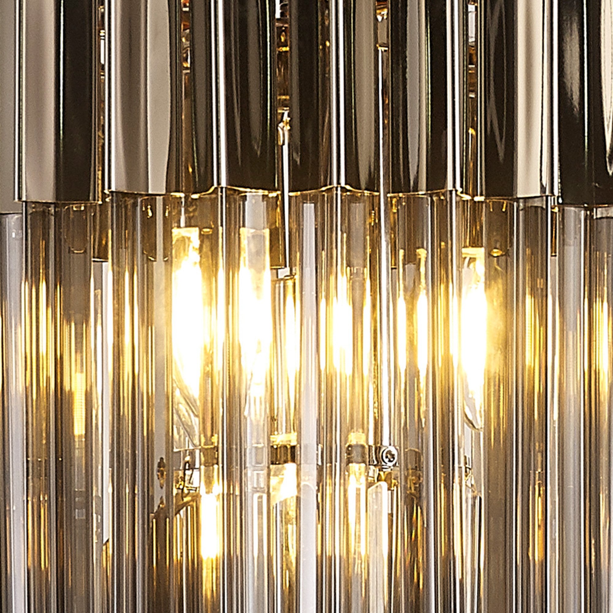 Fabula Cedar 4 Light Pendant - Polished Nickel & Smoke Sculpted Glass