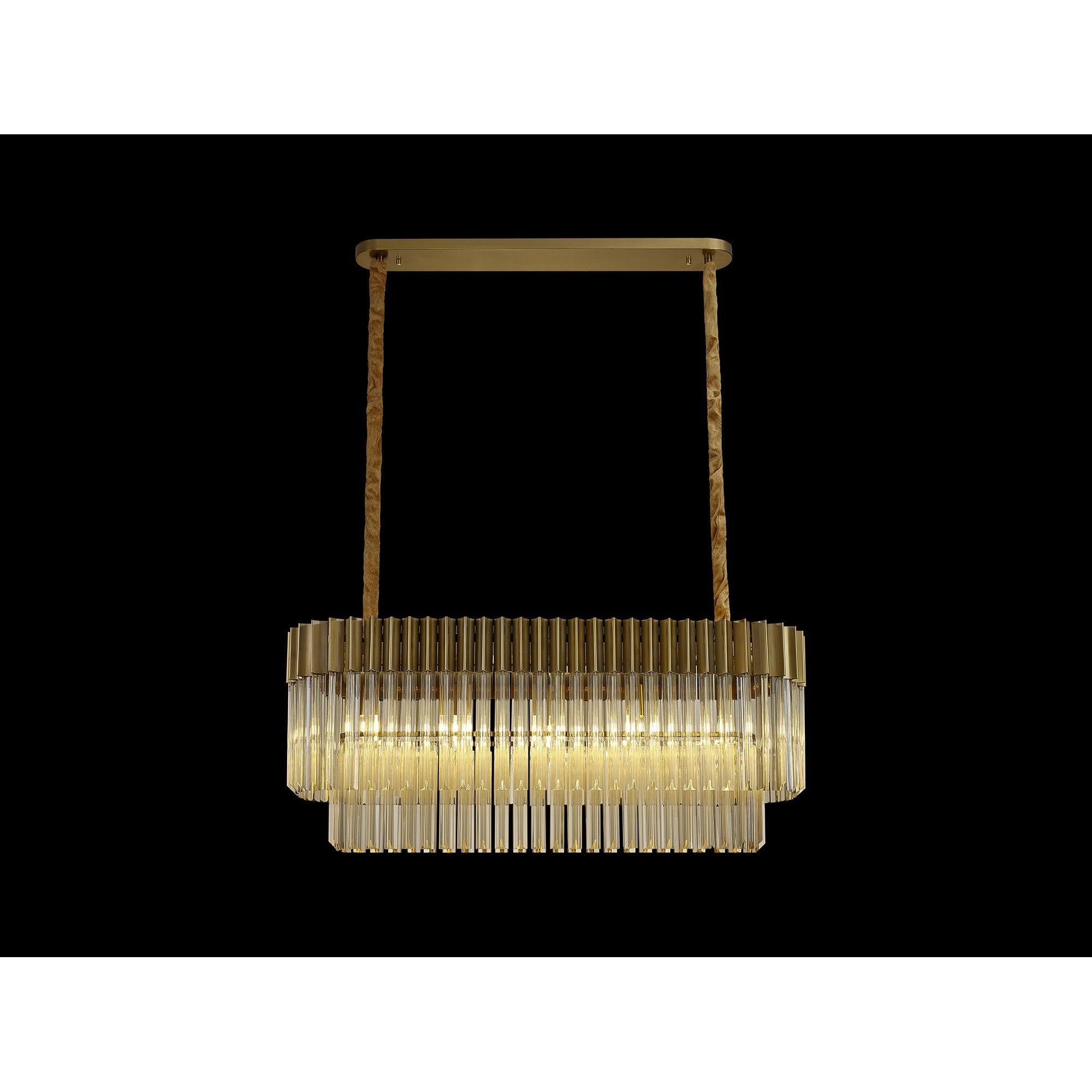 Fabula Cedar 5 Light Rectangular Pendant - Brass & Cognac Sculpted Glass