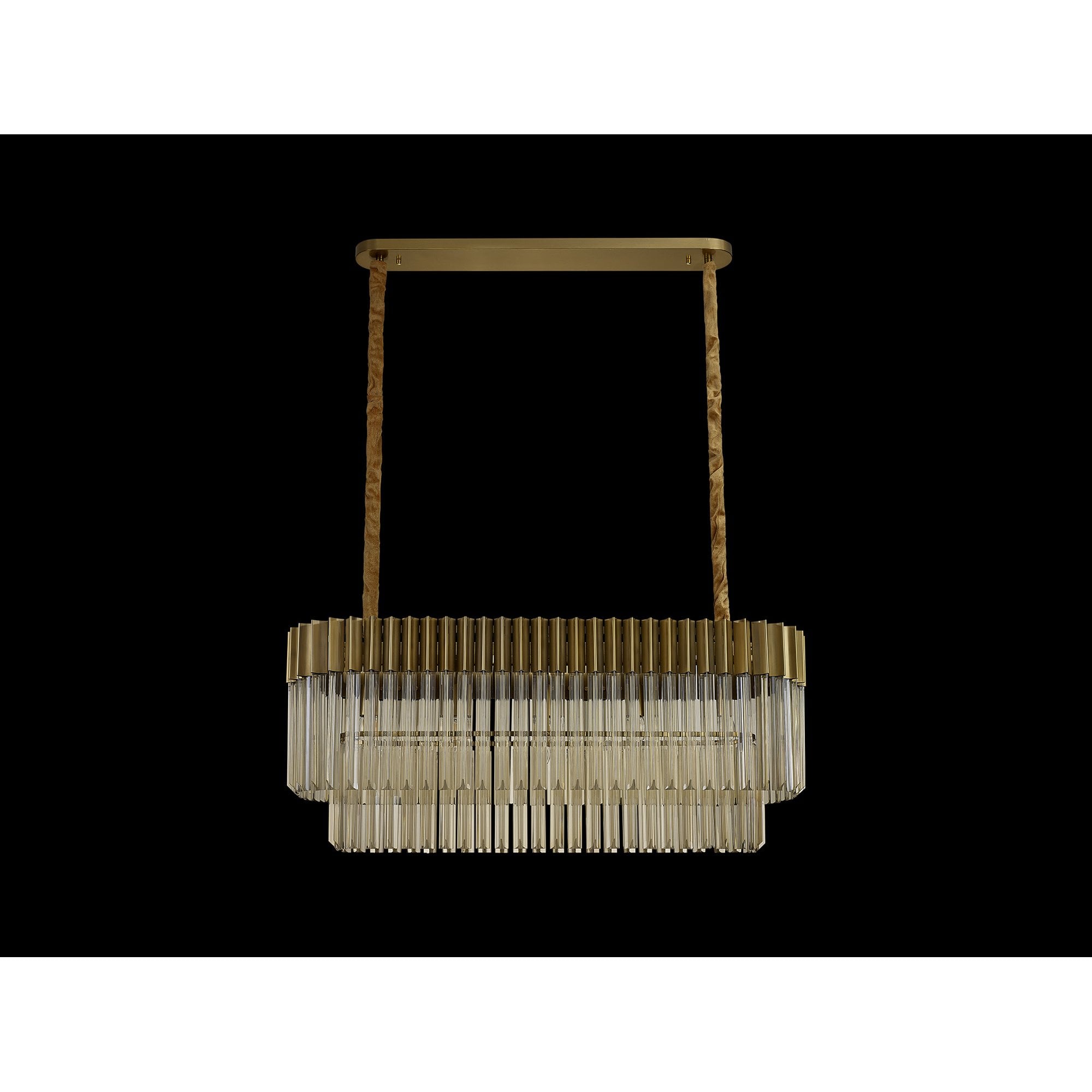 Fabula Cedar 5 Light Rectangular Pendant - Brass & Cognac Sculpted Glass