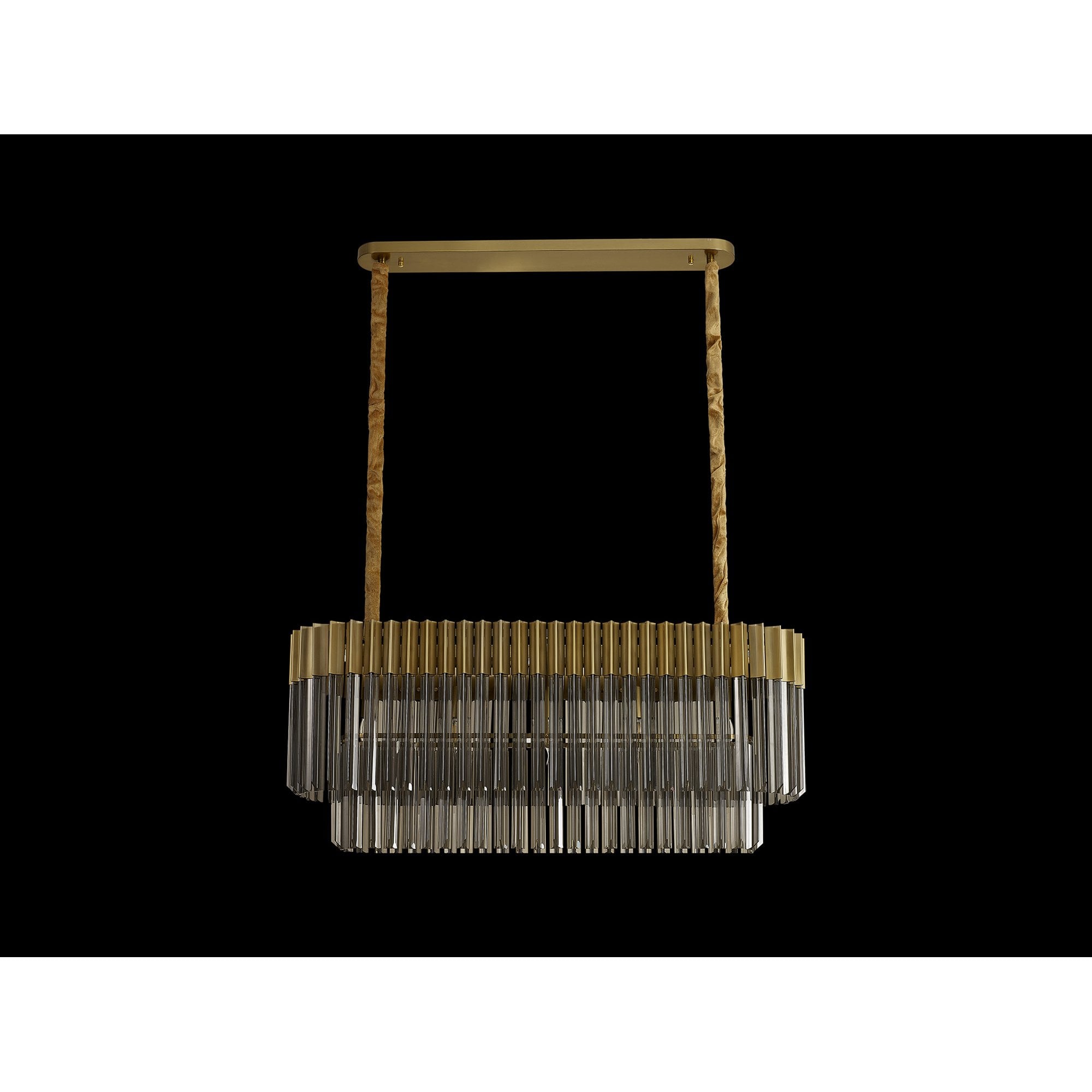 Fabula Cedar 5 Light Rectangular Pendant - Brass & Smoke Sculpted Glass