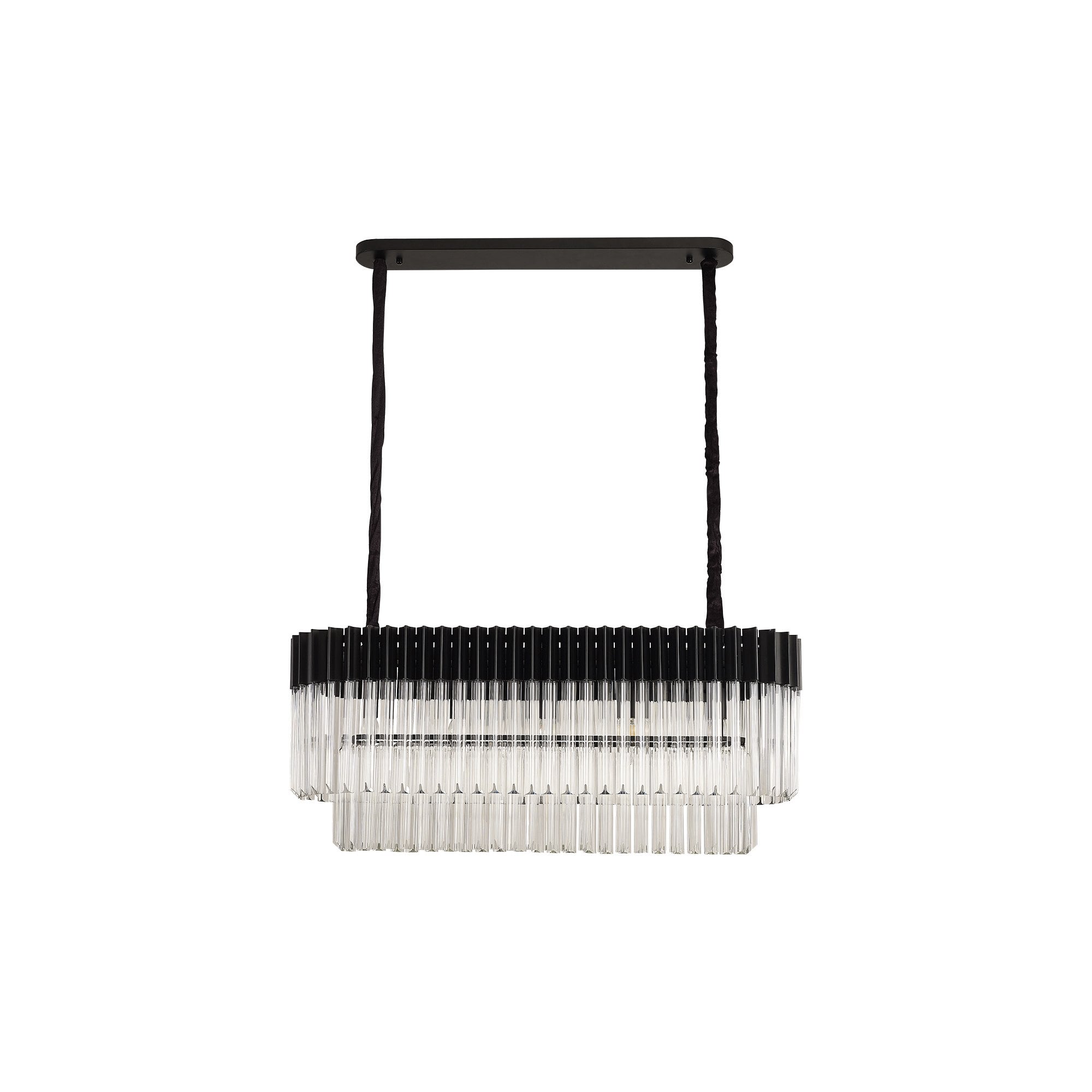 Fabula Cedar 5 Light Rectangular Pendant - Matt Black & Clear Sculpted Glass