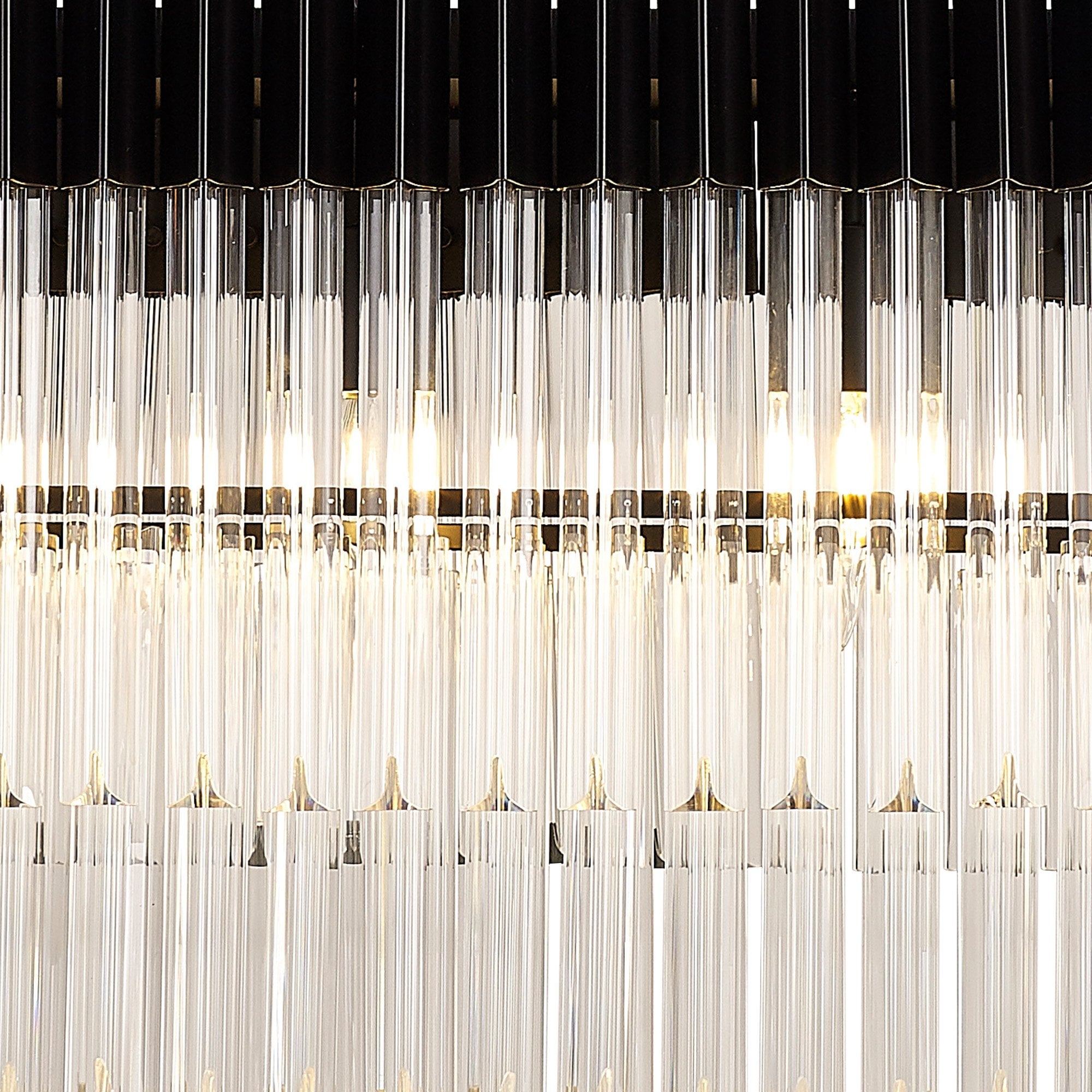 Fabula Cedar 5 Light Rectangular Pendant - Matt Black & Clear Sculpted Glass