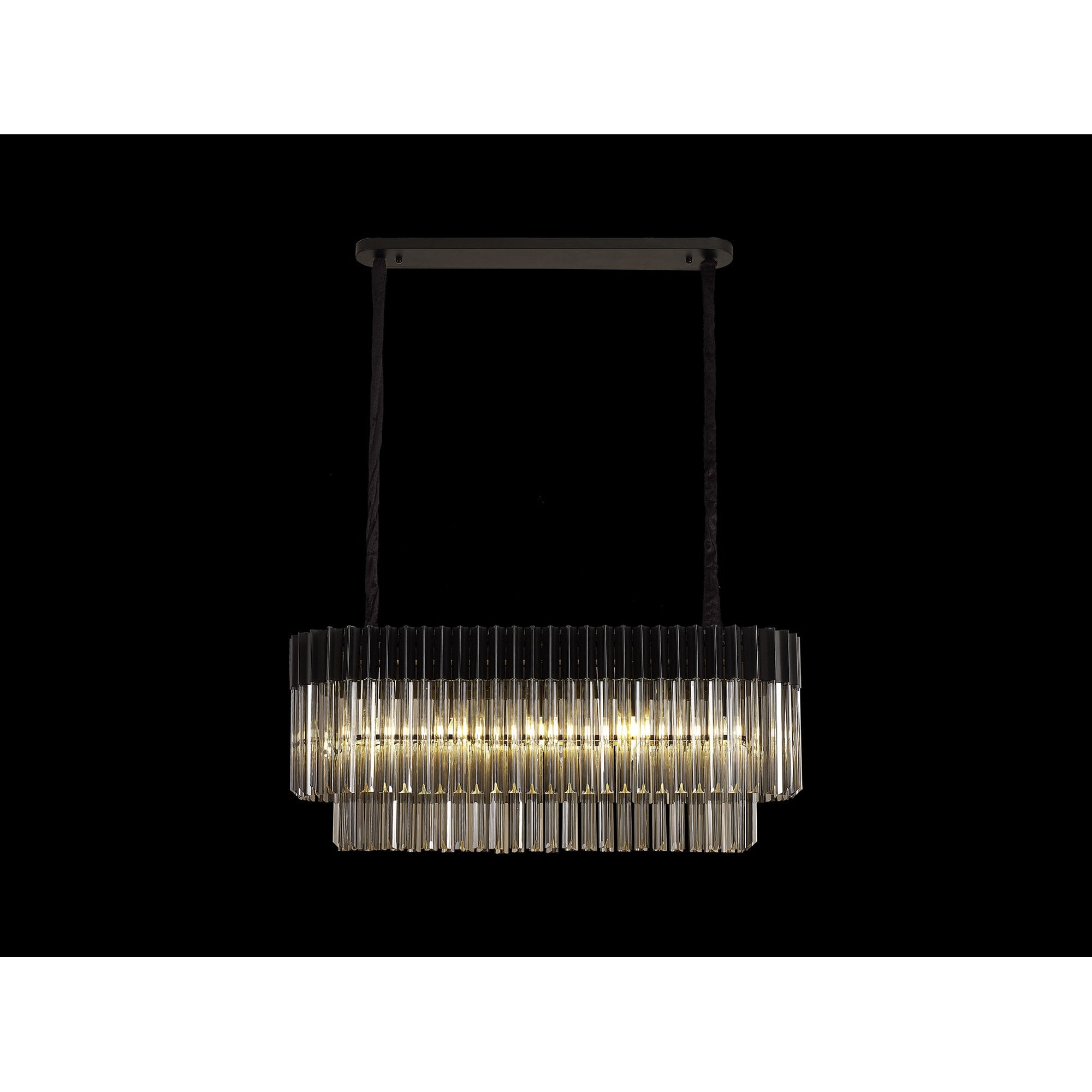 Fabula Cedar 5 Light Rectangular Pendant - Matt Black & Smoke Sculpted Glass