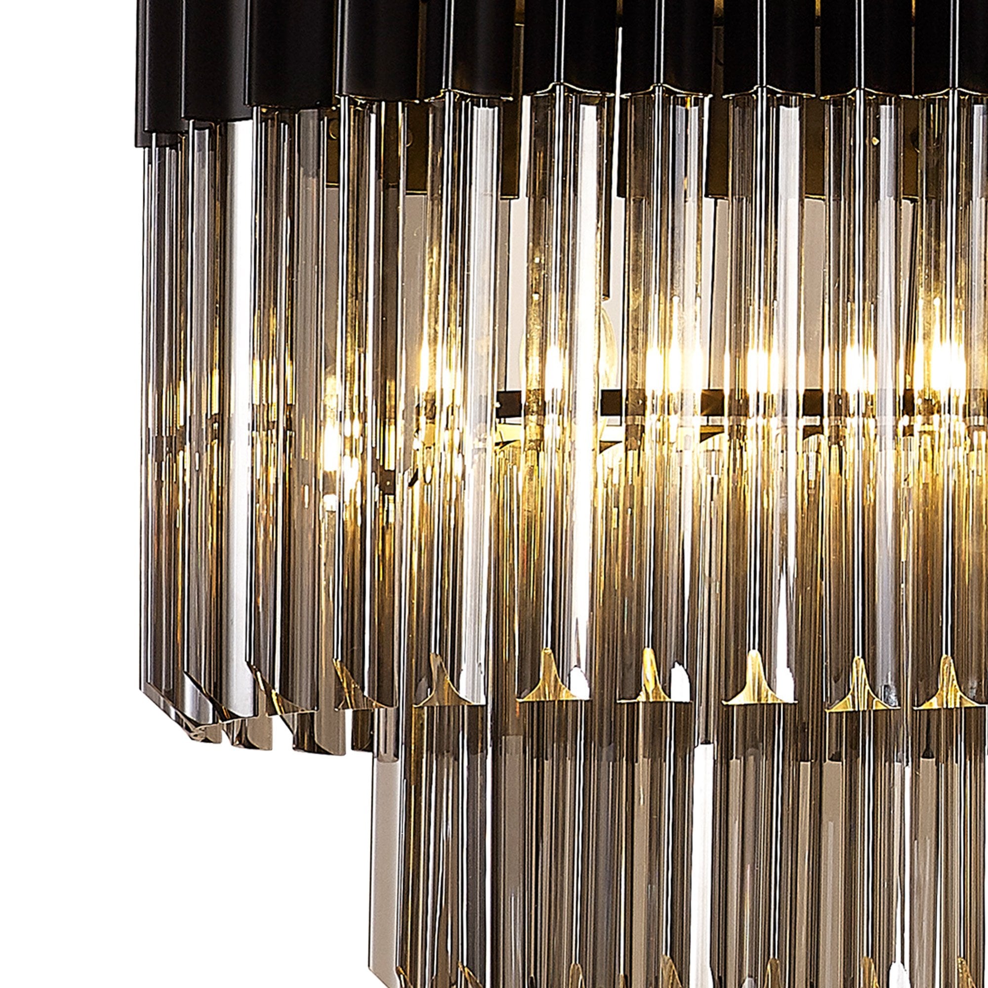 Fabula Cedar 5 Light Rectangular Pendant - Matt Black & Smoke Sculpted Glass