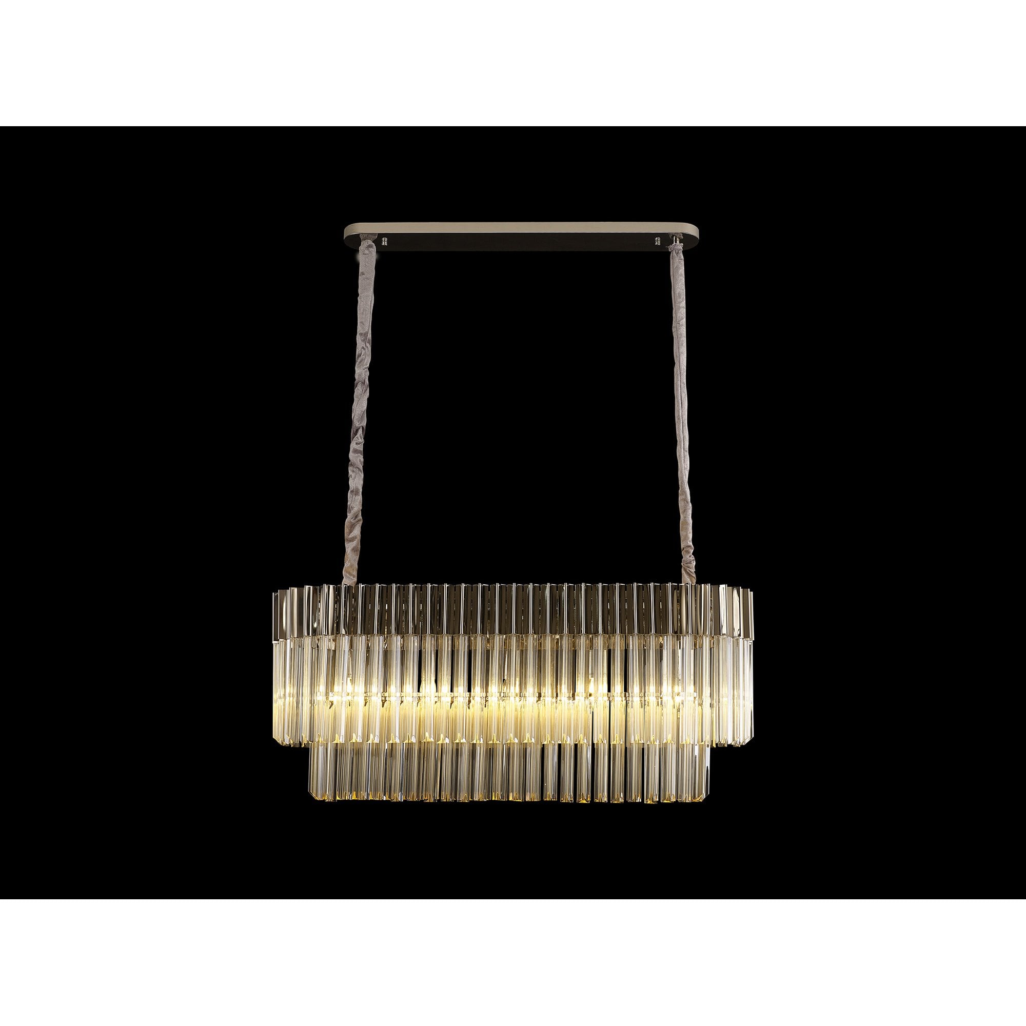 Fabula Cedar 5 Light Rectangular Pendant - Polished Nickel & Cognac Sculpted Glass