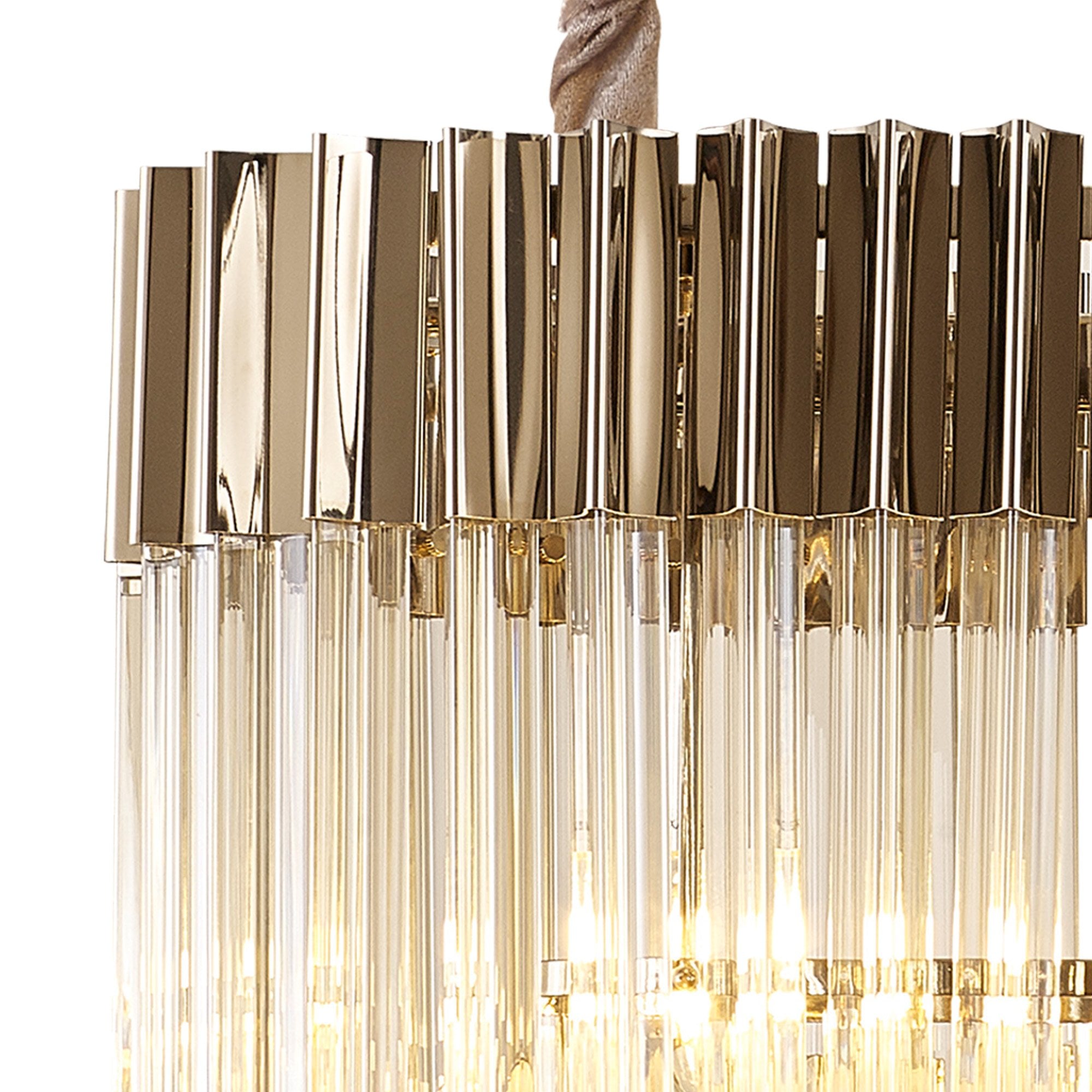 Fabula Cedar 5 Light Rectangular Pendant - Polished Nickel & Cognac Sculpted Glass