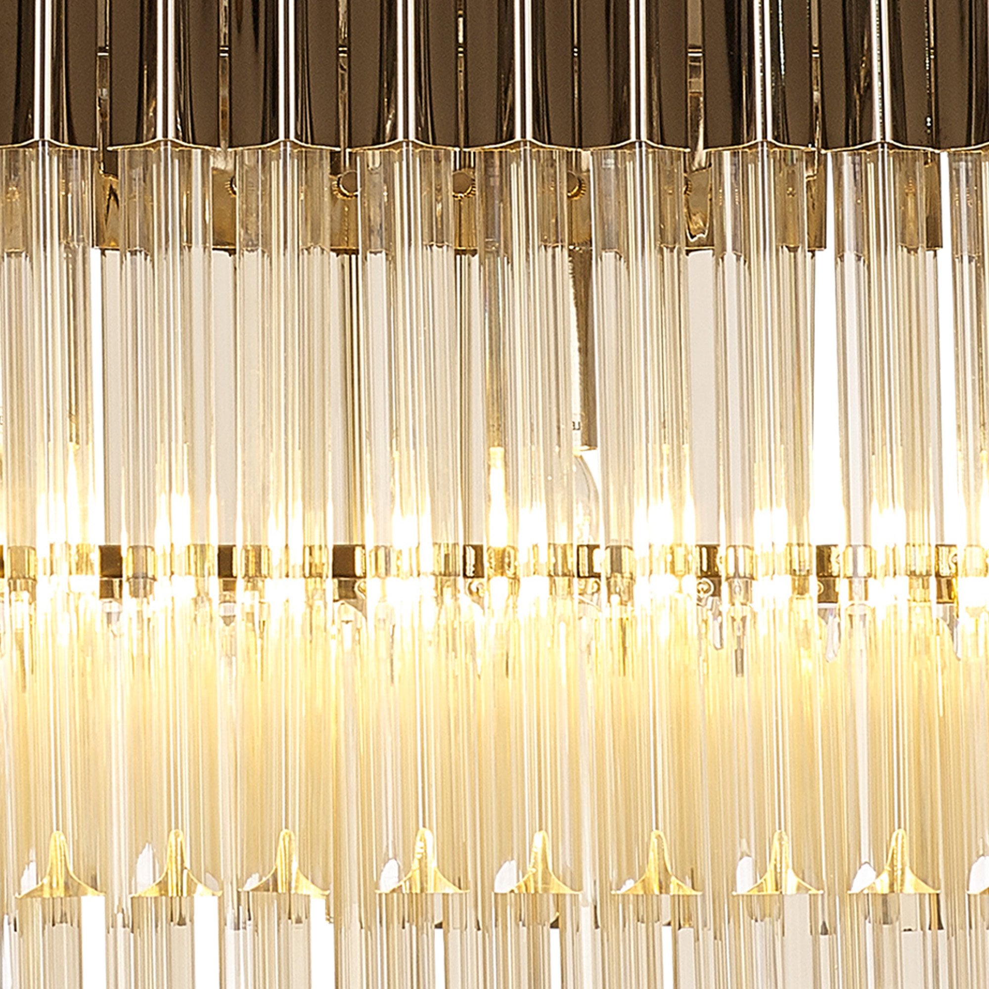 Fabula Cedar 5 Light Rectangular Pendant - Polished Nickel & Cognac Sculpted Glass