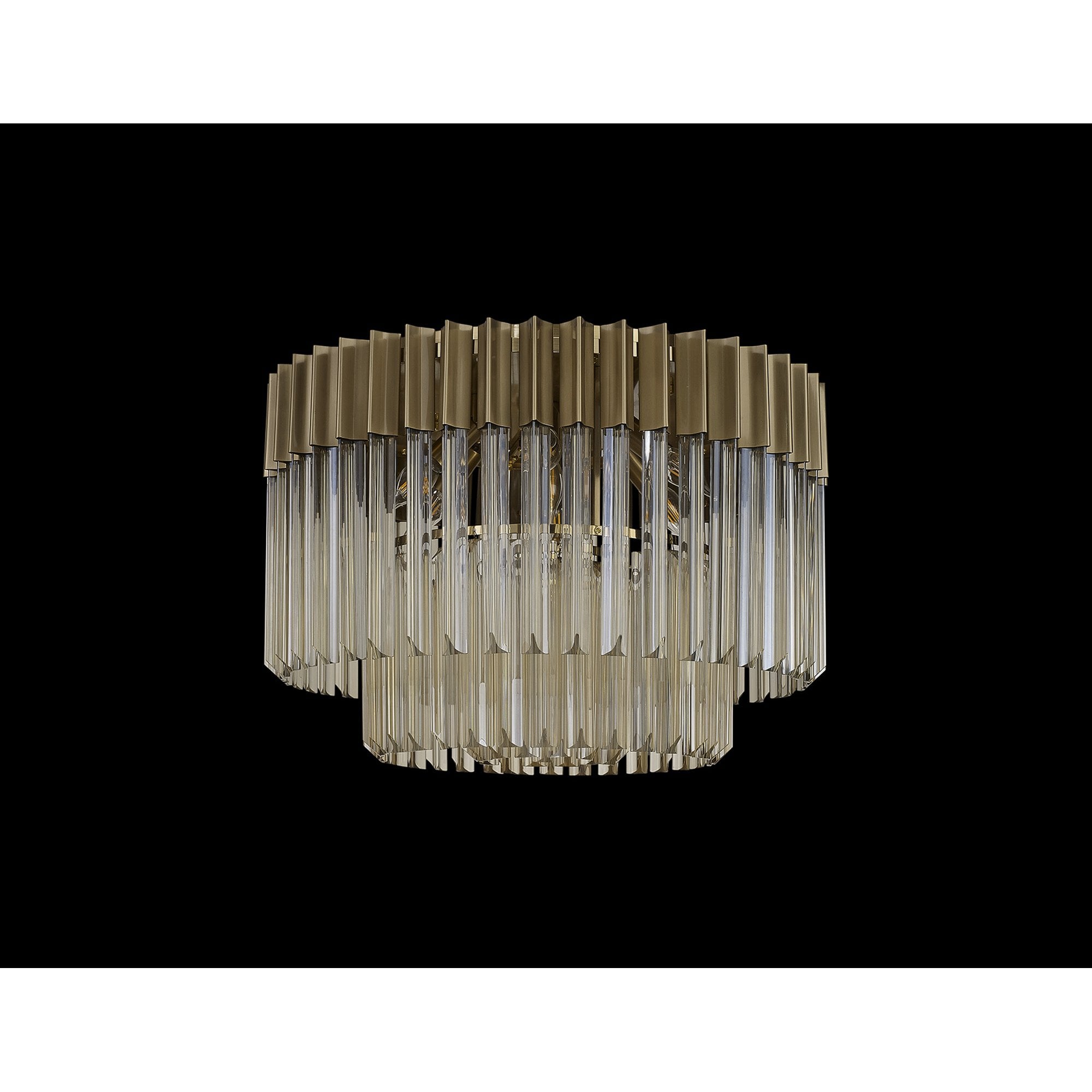Fabula Cedar 7 Light Flush Light - Brass & Cognac Sculpted Glass