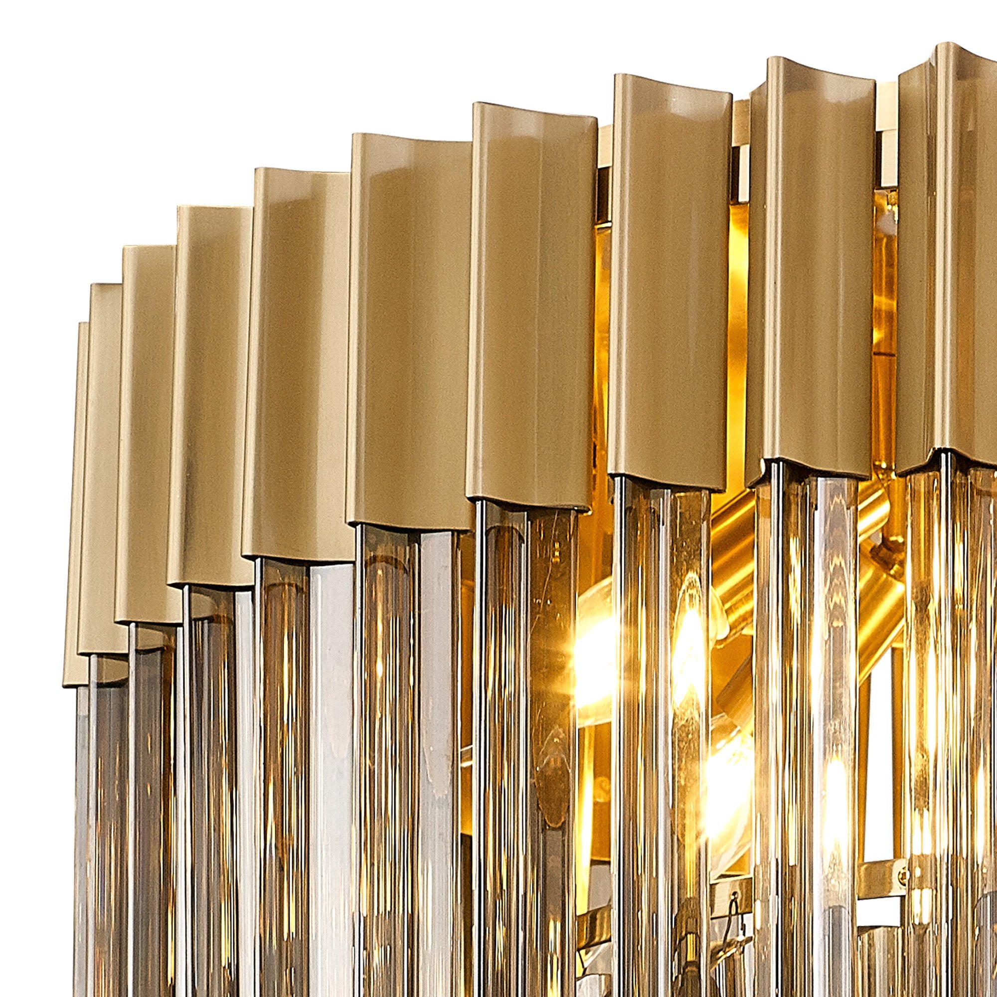 Fabula Cedar 7 Light Flush Light - Brass & Smoke Sculpted Glass