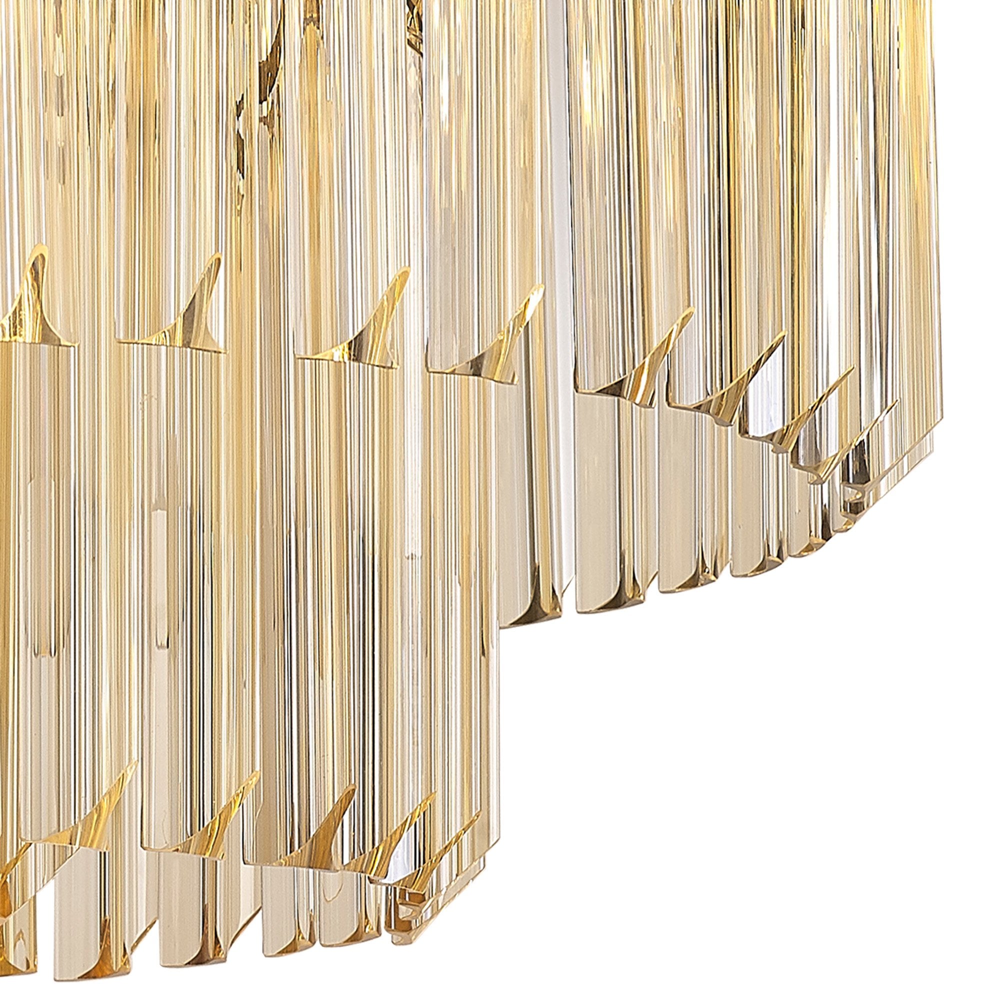 Fabula Cedar 7 Light Flush Light - Matt Black & Cognac Sculpted Glass