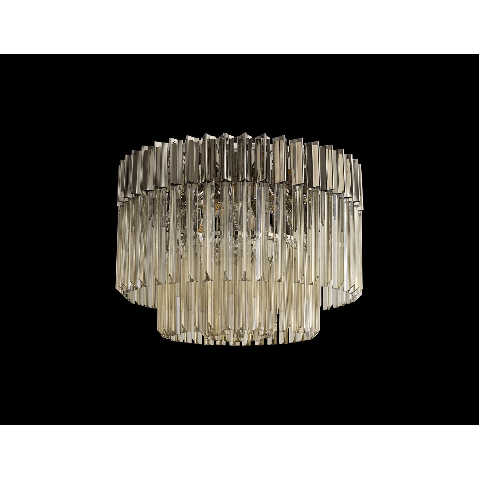 Fabula Cedar 7 Light Flush Light - Polished Nickel & Cognac Sculpted Glass