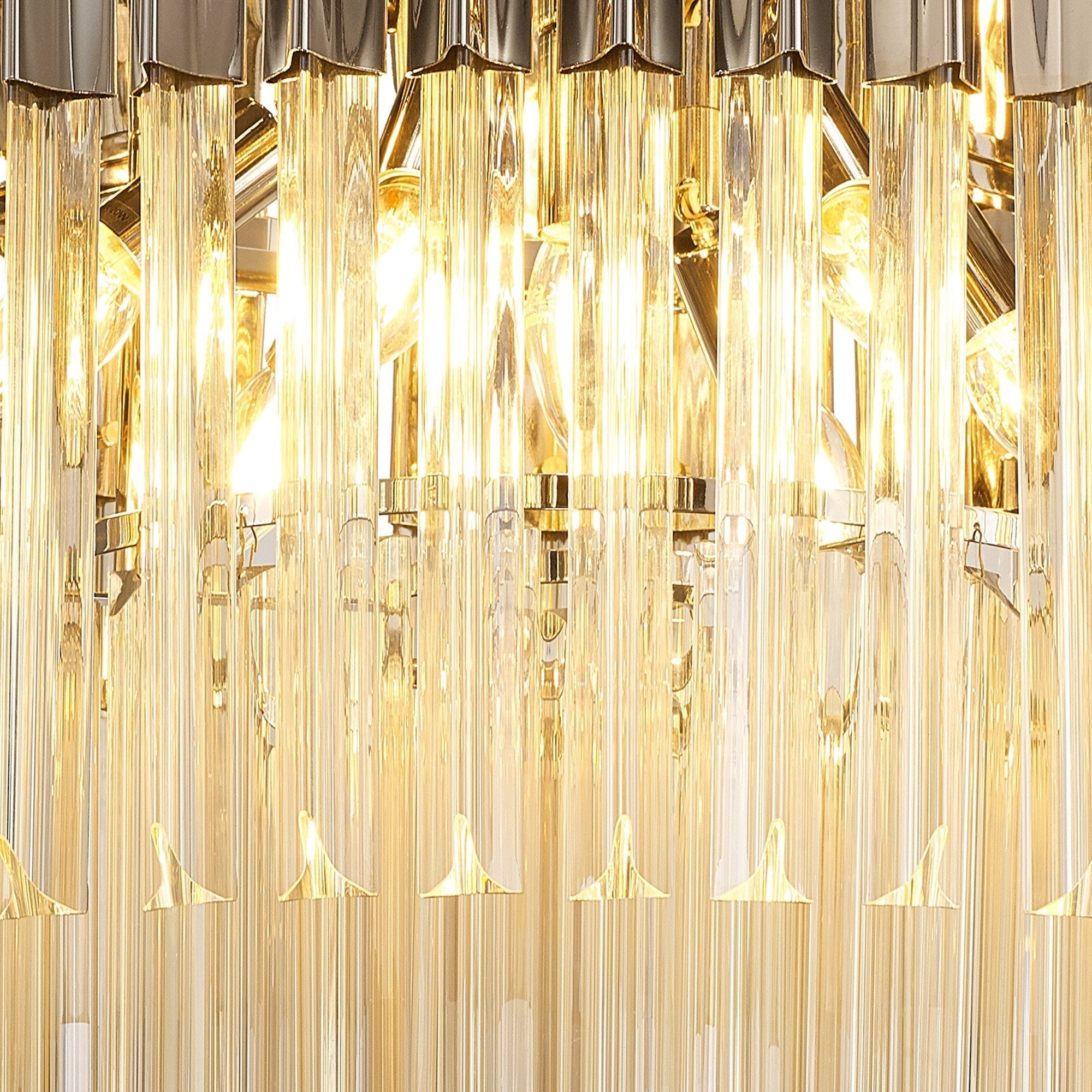 Fabula Cedar 7 Light Flush Light - Polished Nickel & Cognac Sculpted Glass