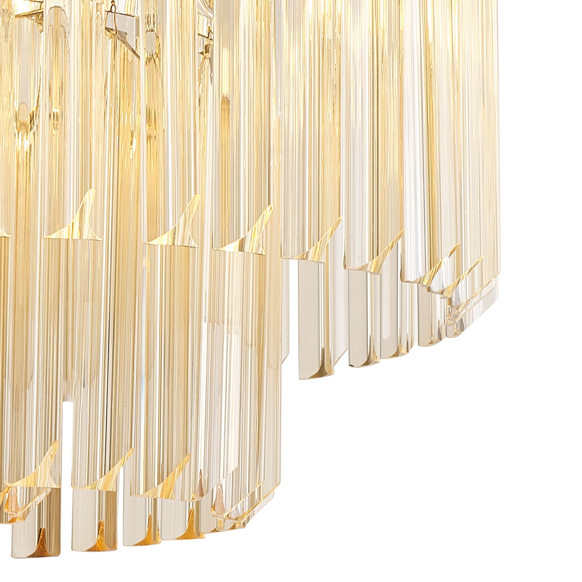 Fabula Cedar 7 Light Flush Light - Polished Nickel & Cognac Sculpted Glass