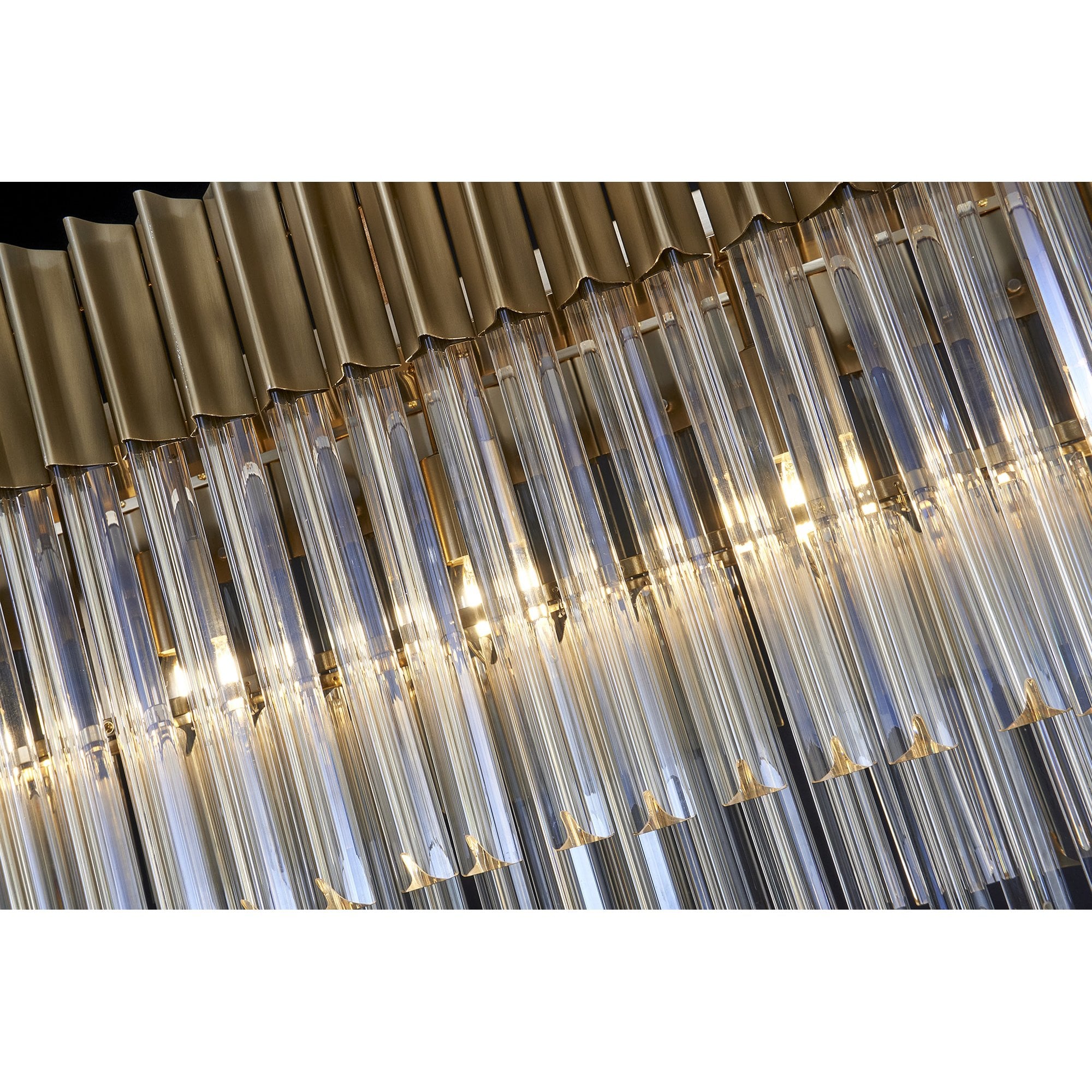 Fabula Cedar 7 Light Rectangular Pendant - Brass & Cognac Sculpted Glass