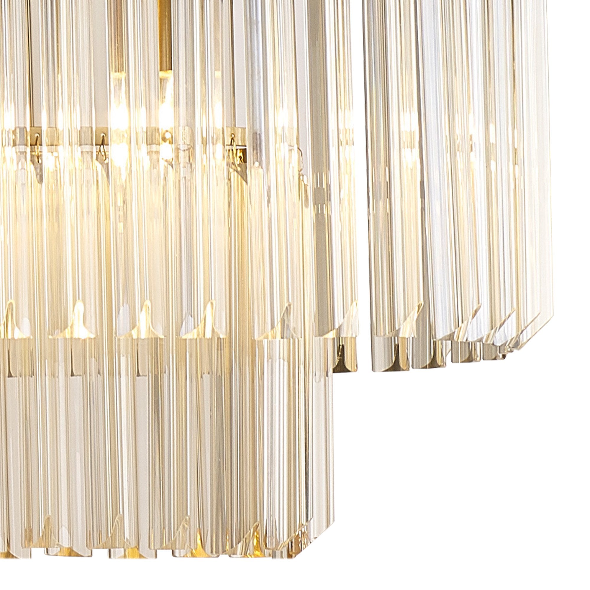 Fabula Cedar 7 Light Rectangular Pendant - Brass & Cognac Sculpted Glass