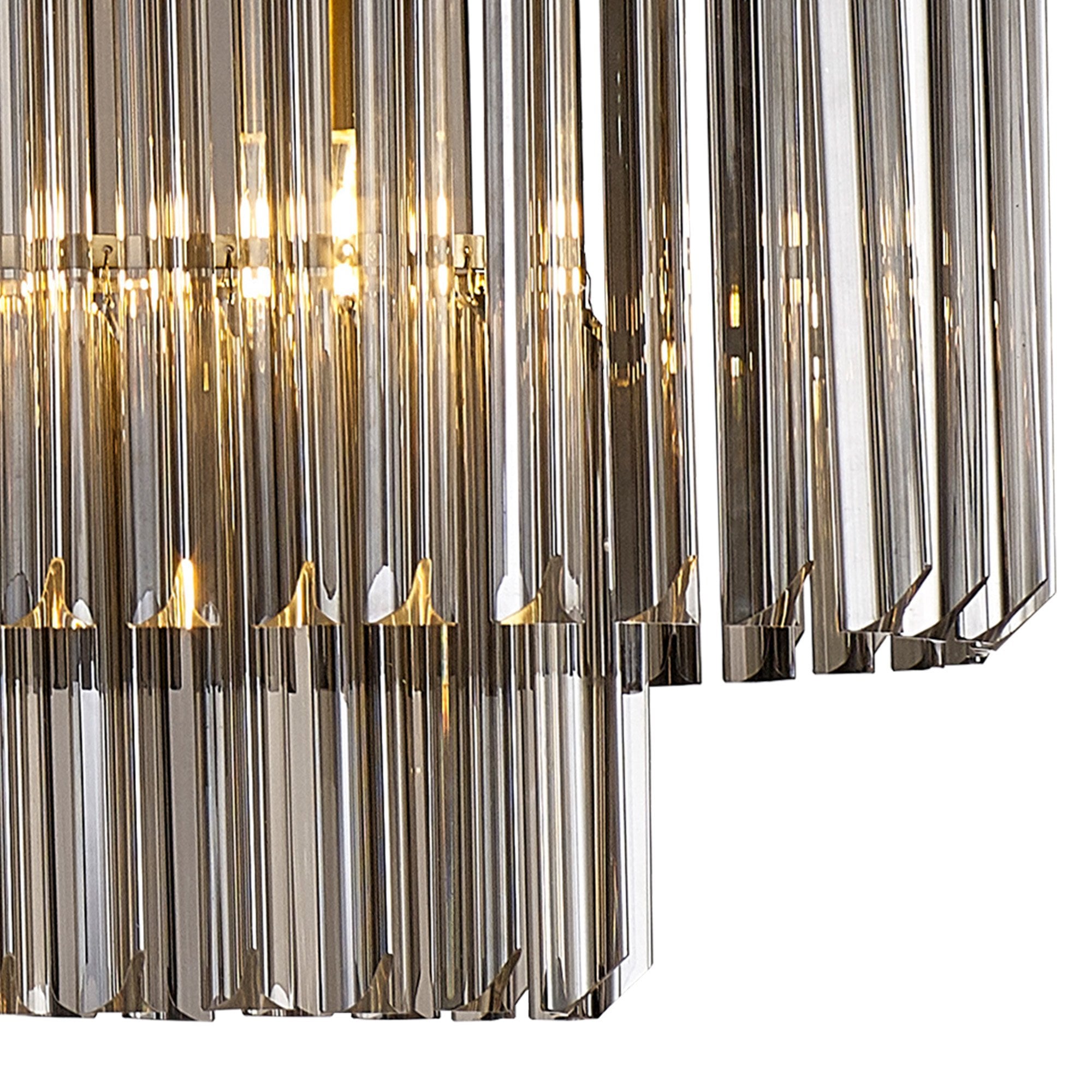 Fabula Cedar 7 Light Rectangular Pendant - Brass & Smoke Sculpted Glass