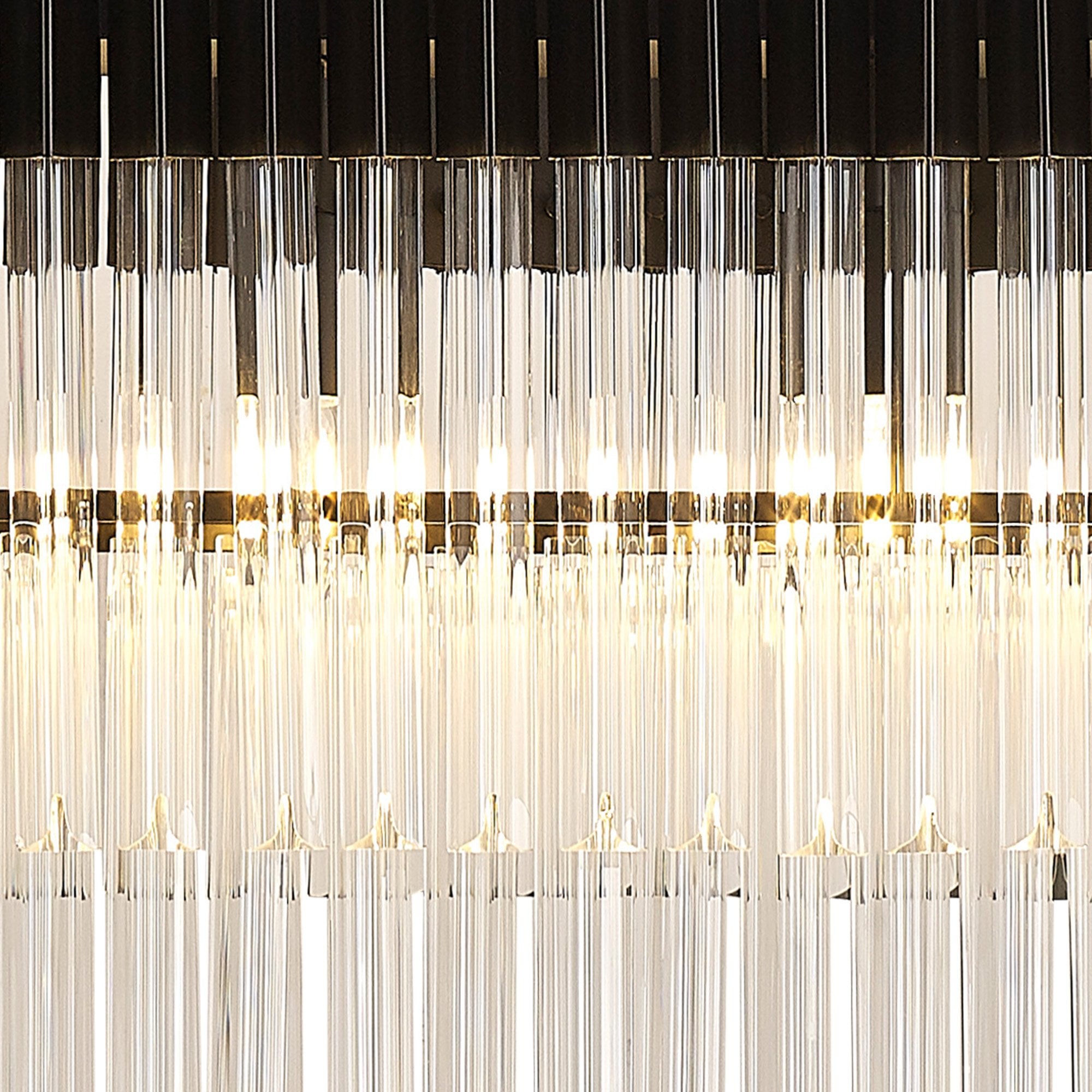 Fabula Cedar 7 Light Rectangular Pendant - Matt Black & Clear Sculpted Glass