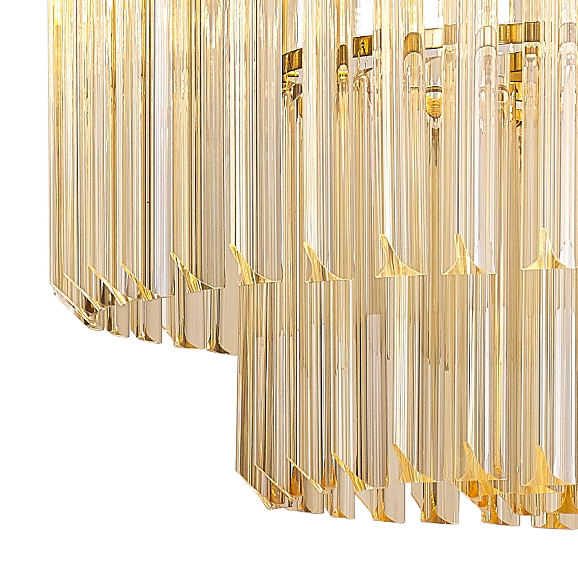 Fabula Cedar 8 Light Pendant - Brass & Cognac Sculpted Glass