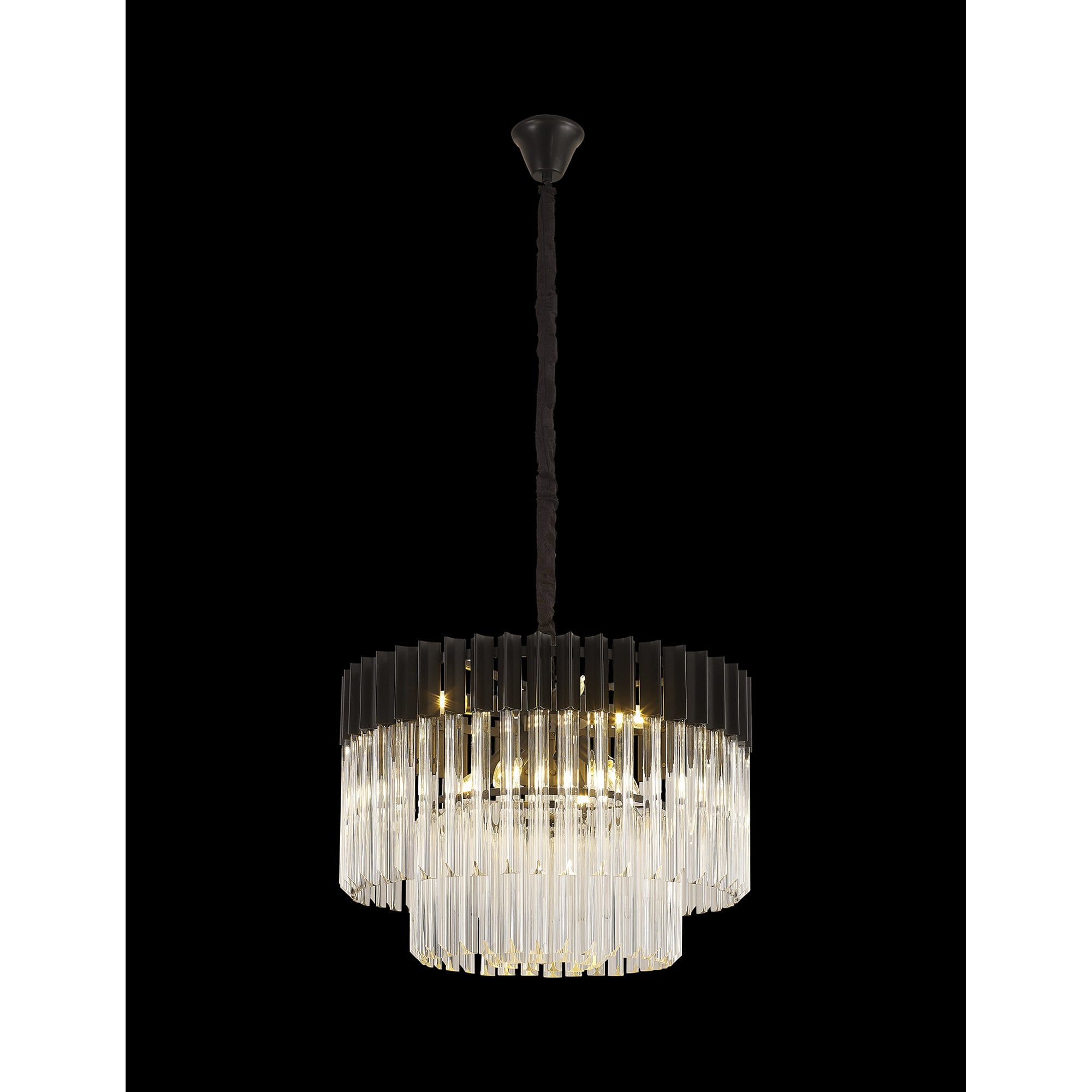Fabula Cedar 8 Light Pendant - Matt Black & Clear Sculpted Glass