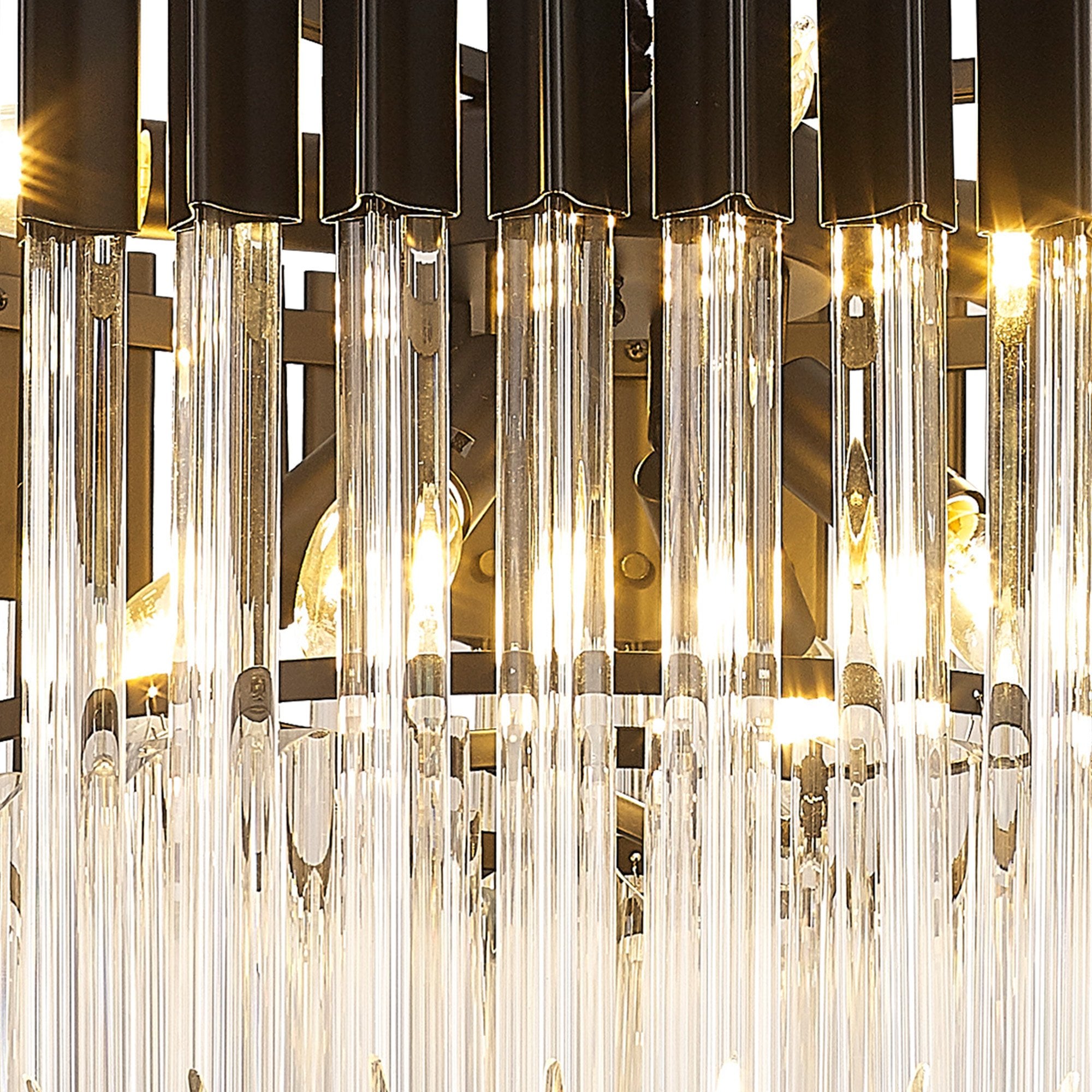 Fabula Cedar 8 Light Pendant - Matt Black & Clear Sculpted Glass