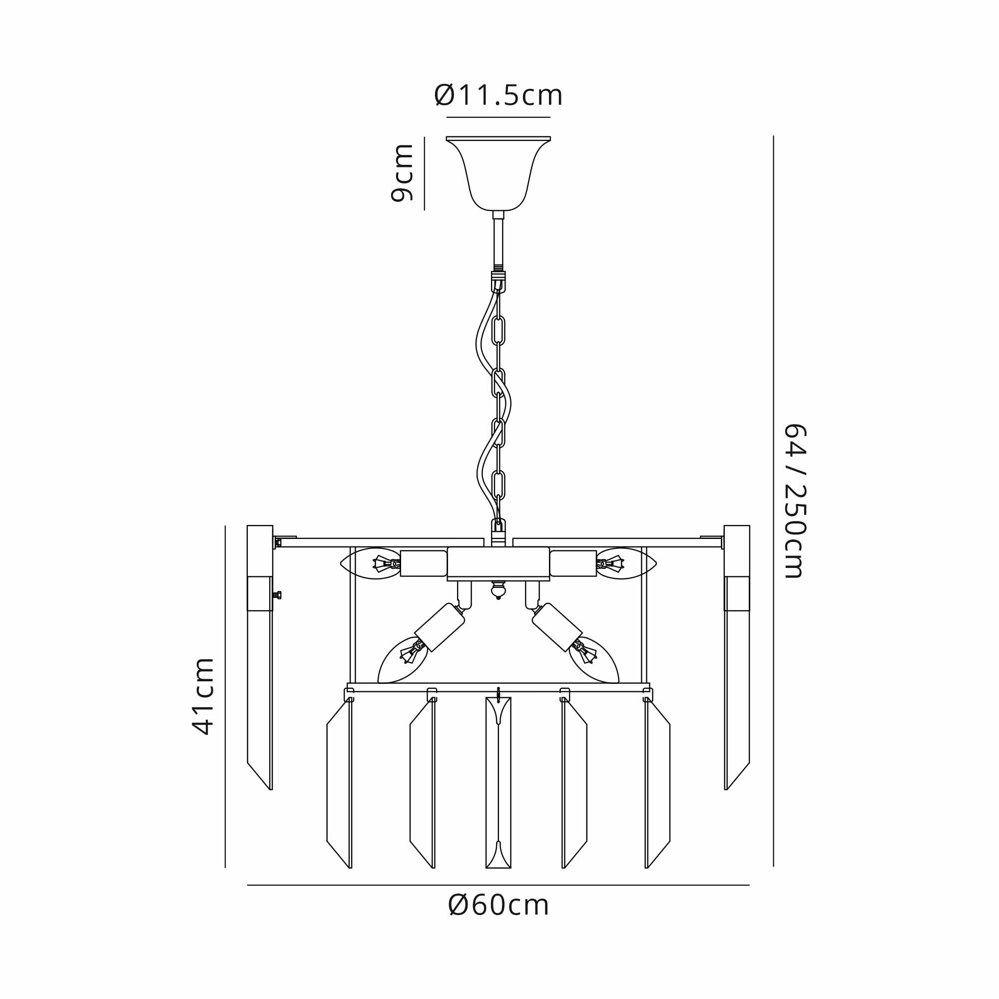 Fabula Cedar 8 Light Pendant - Matt Black & Clear Sculpted Glass