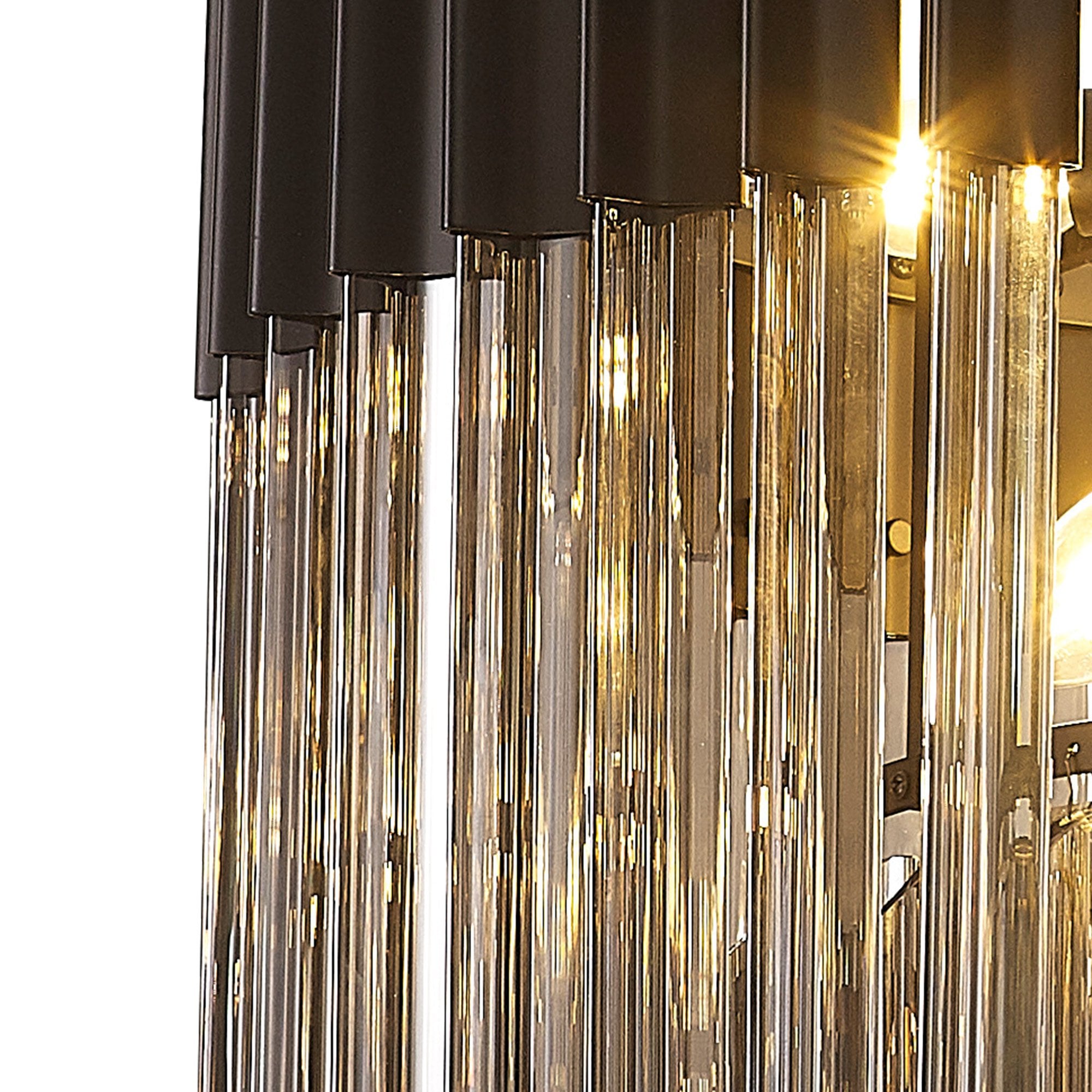 Fabula Cedar 8 Light Pendant - Matt Black & Smoke Sculpted Glass