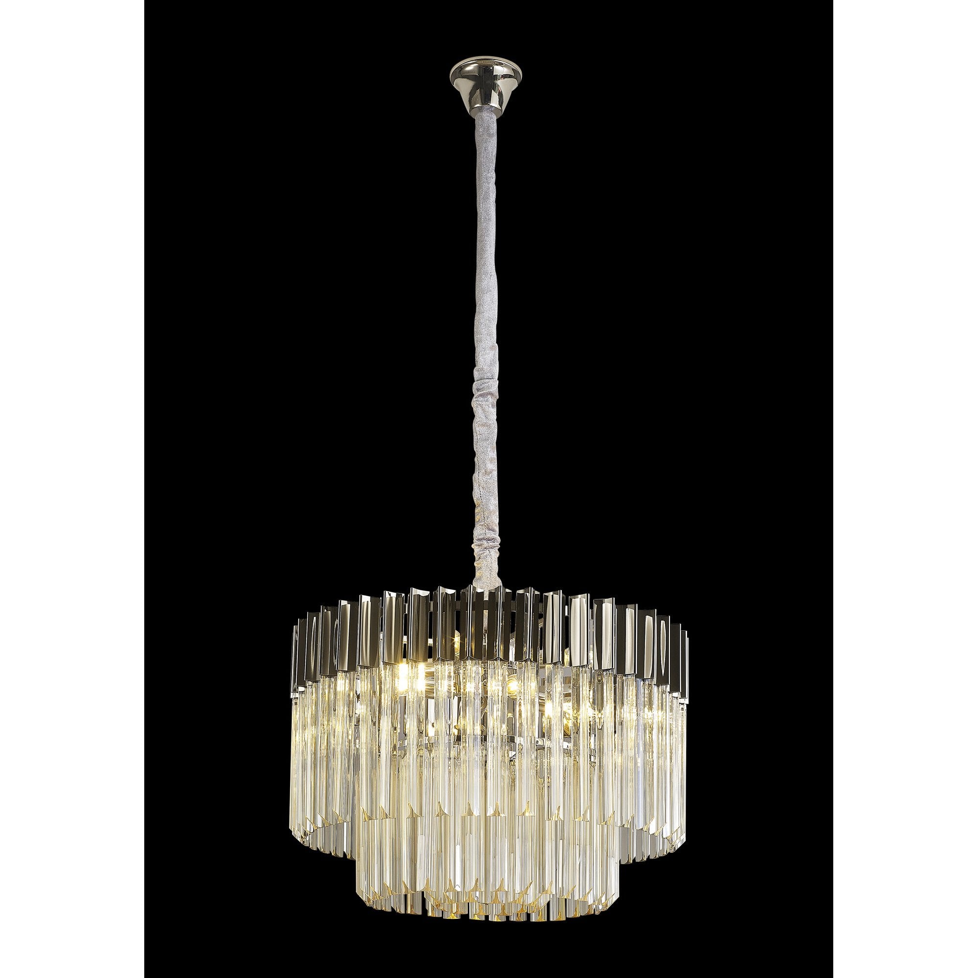 Fabula Cedar 8 Light Pendant - Polished Nickel & Cognac Sculpted Glass