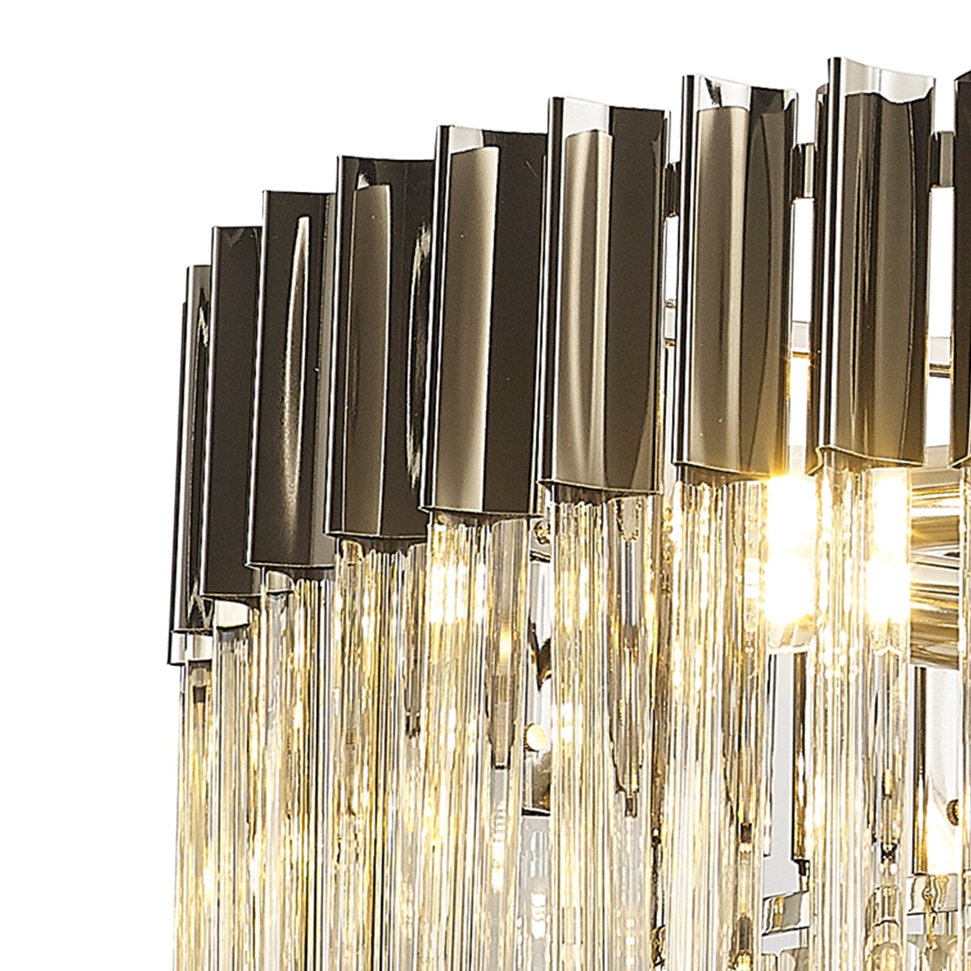 Fabula Cedar 8 Light Pendant - Polished Nickel & Cognac Sculpted Glass