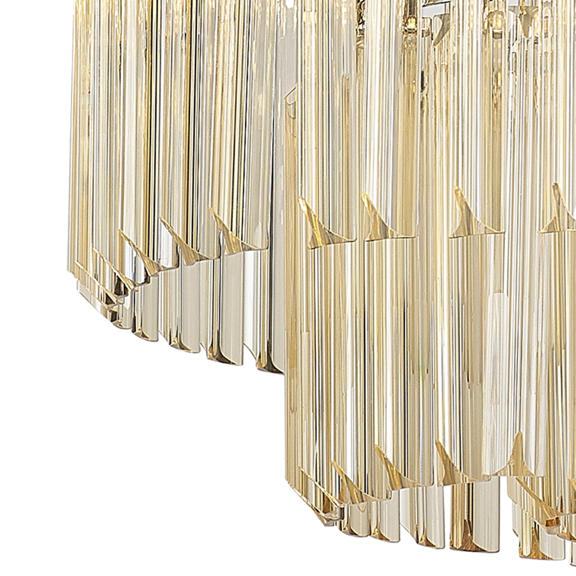 Fabula Cedar 8 Light Pendant - Polished Nickel & Cognac Sculpted Glass