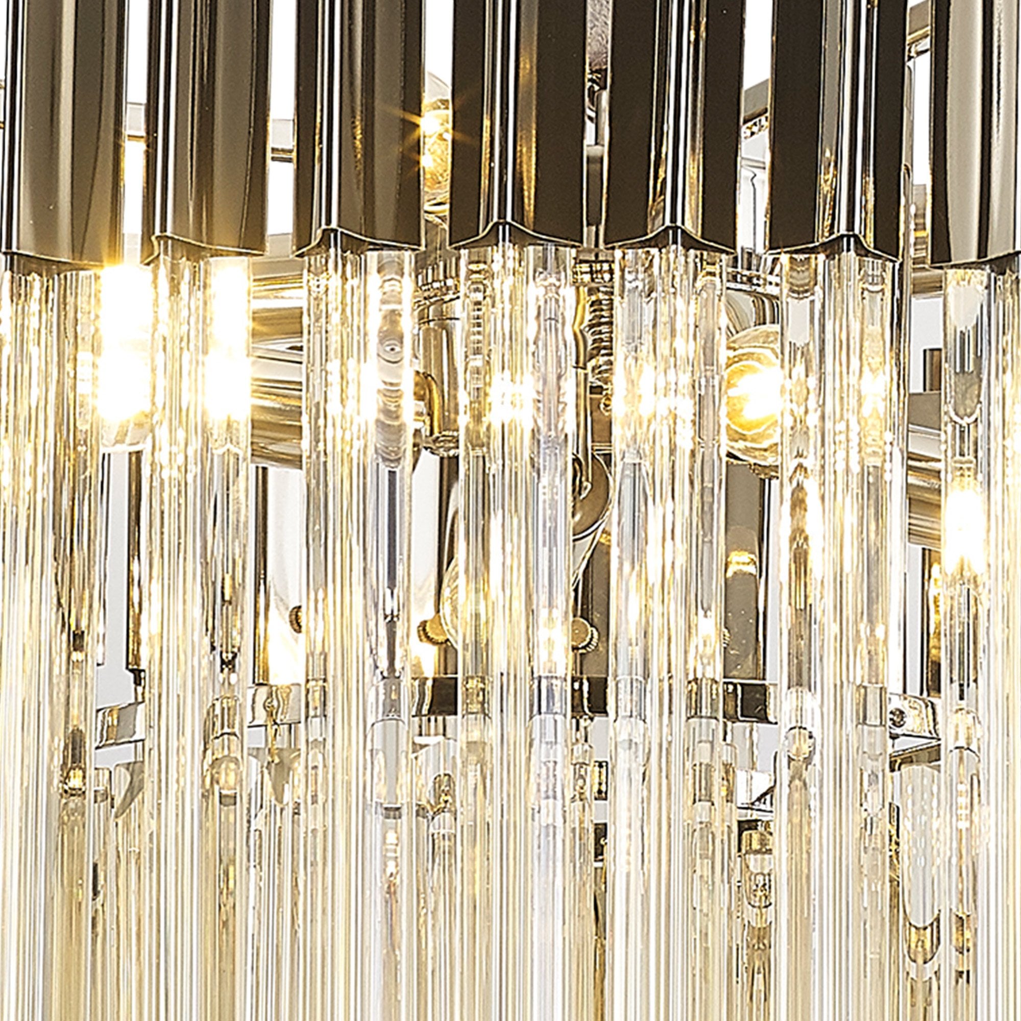 Fabula Cedar 8 Light Pendant - Polished Nickel & Cognac Sculpted Glass