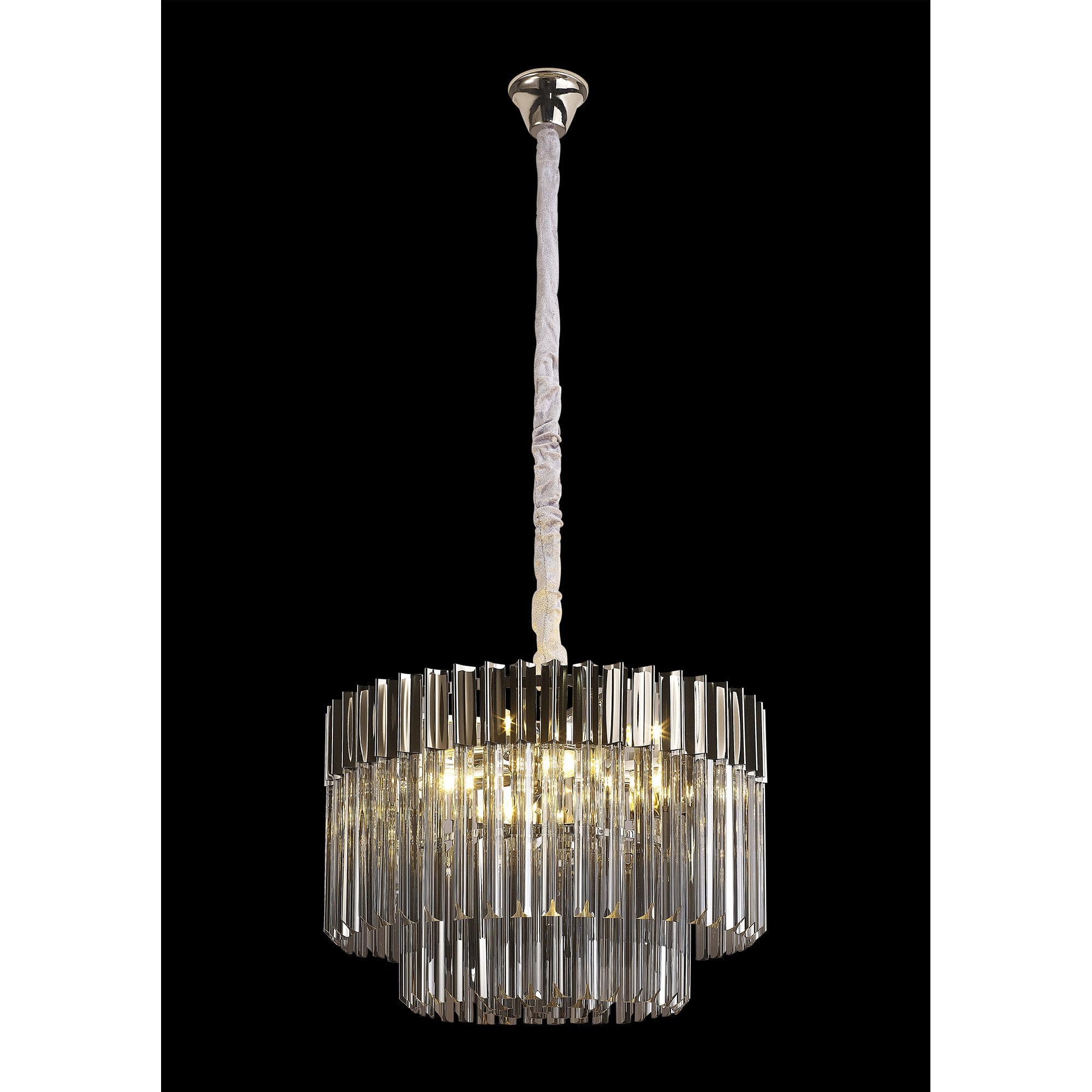 Fabula Cedar 8 Light Pendant - Polished Nickel & Smoke Sculpted Glass