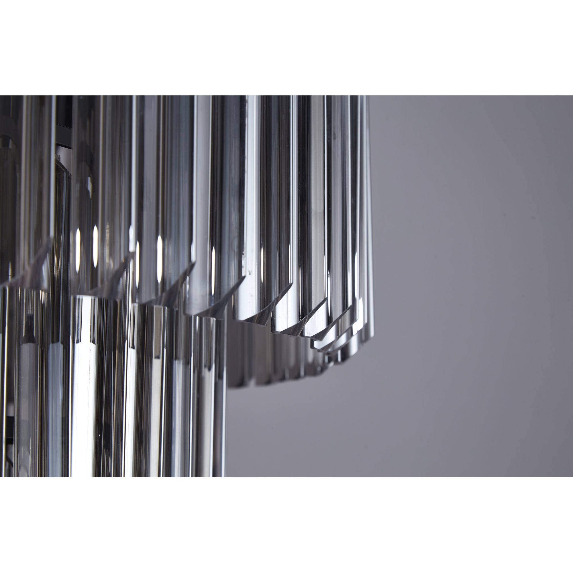 Fabula Cedar 8 Light Pendant - Polished Nickel & Smoke Sculpted Glass