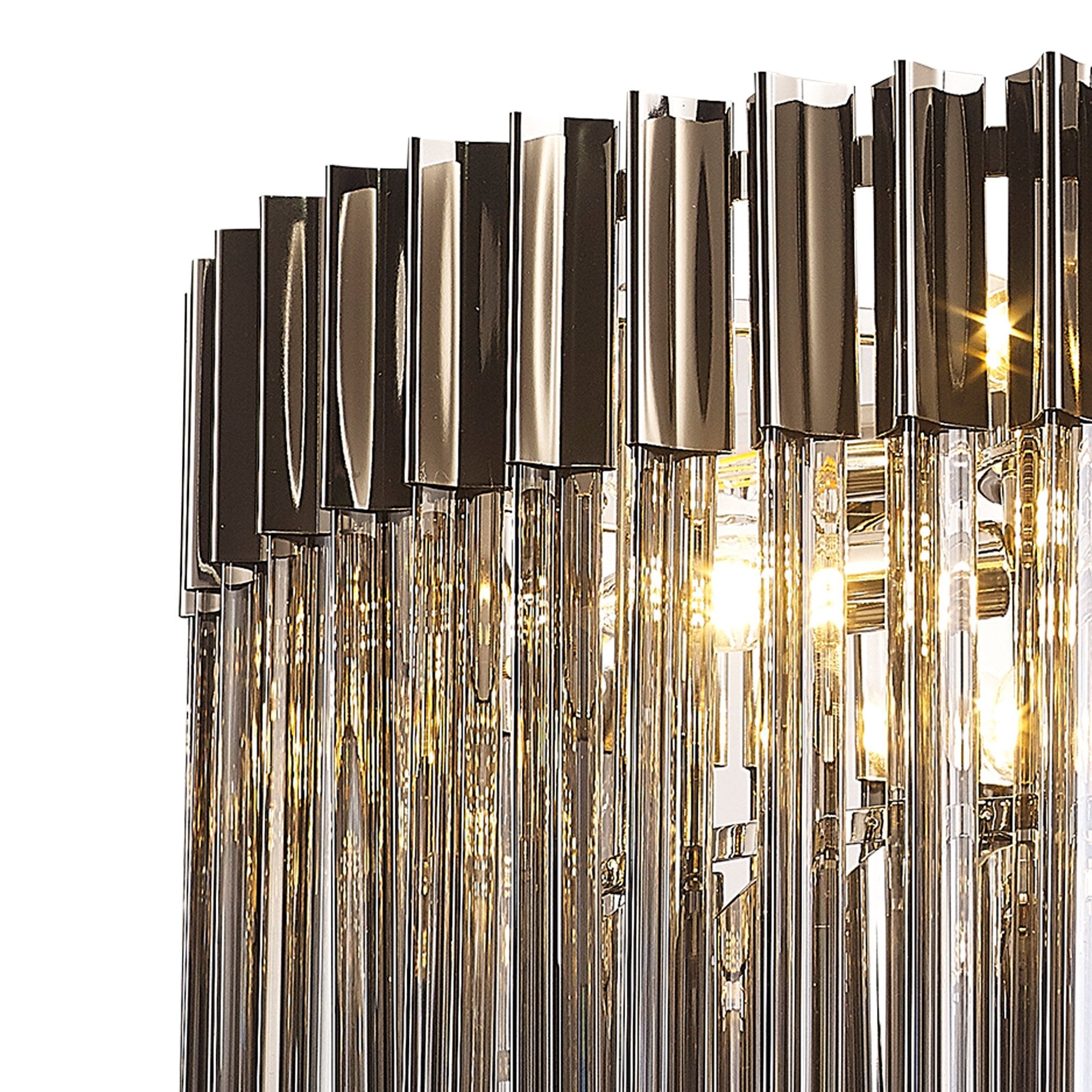 Fabula Cedar 8 Light Pendant - Polished Nickel & Smoke Sculpted Glass
