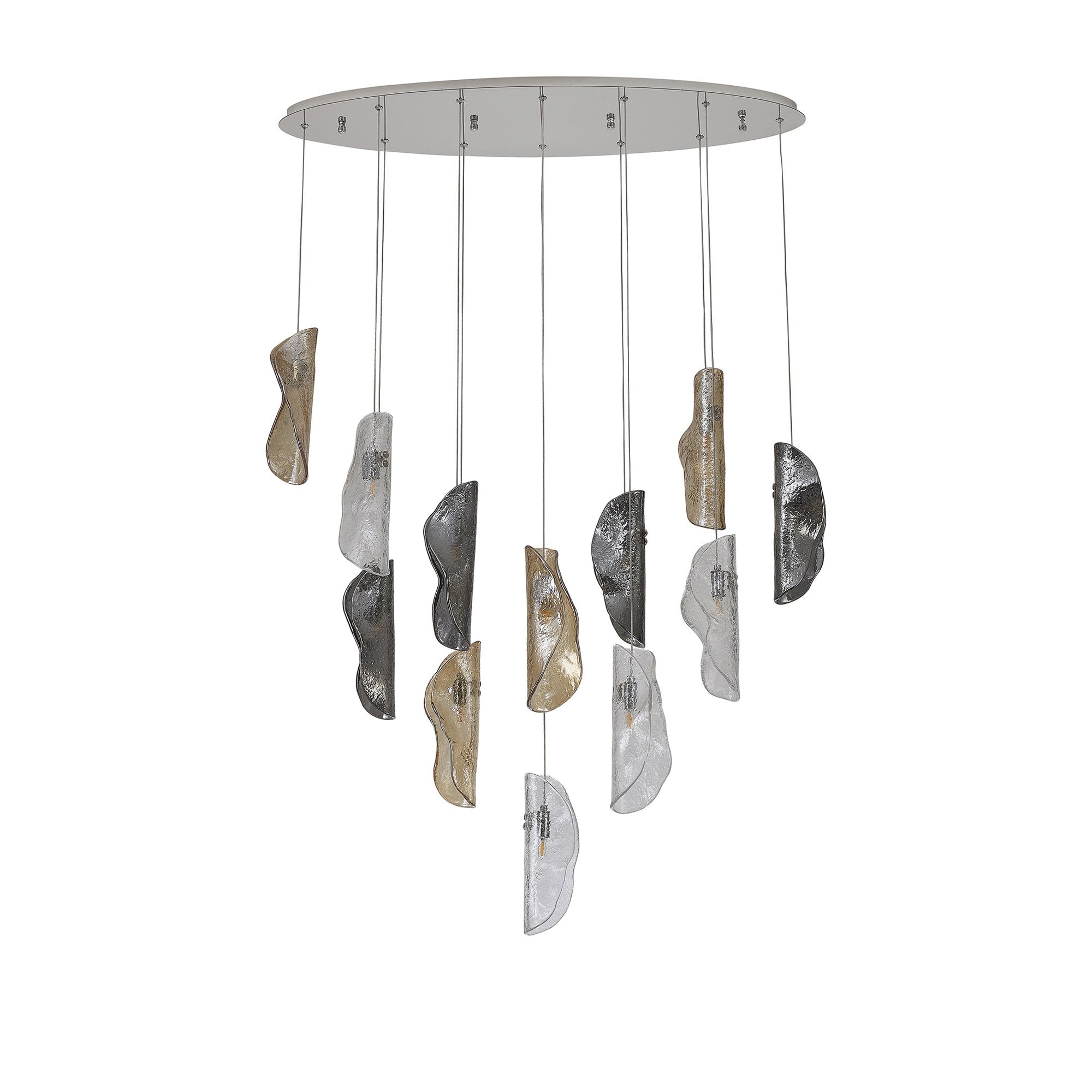 Fabula Chandos 12 Light Oval Pendant - Polished Chrome, Clear, Amber & Smoked Glass
