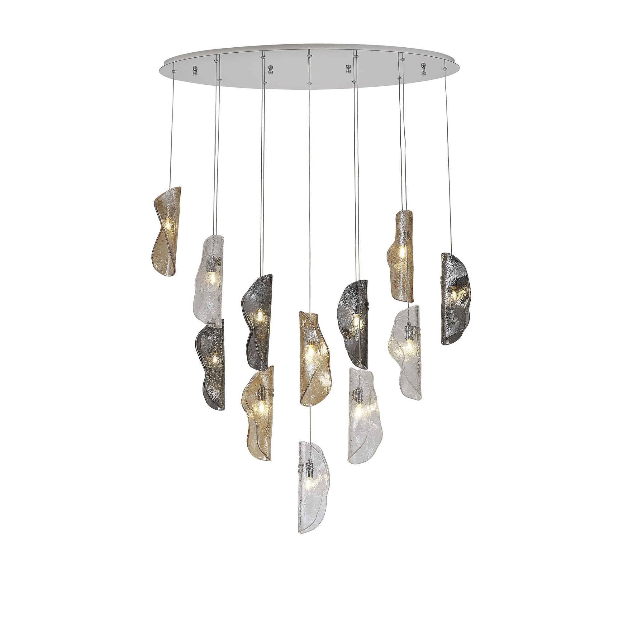 Fabula Chandos 12 Light Oval Pendant - Polished Chrome, Clear, Amber & Smoked Glass